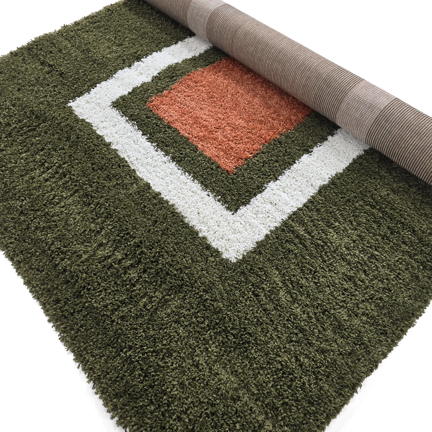 Koberce s chlpmi - Alsace (zelená/biela/oranžová)