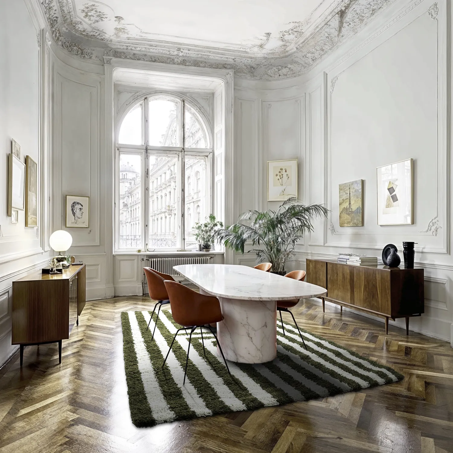 Koberce s dlhým vlasom - Imilchil (biela/zelená)