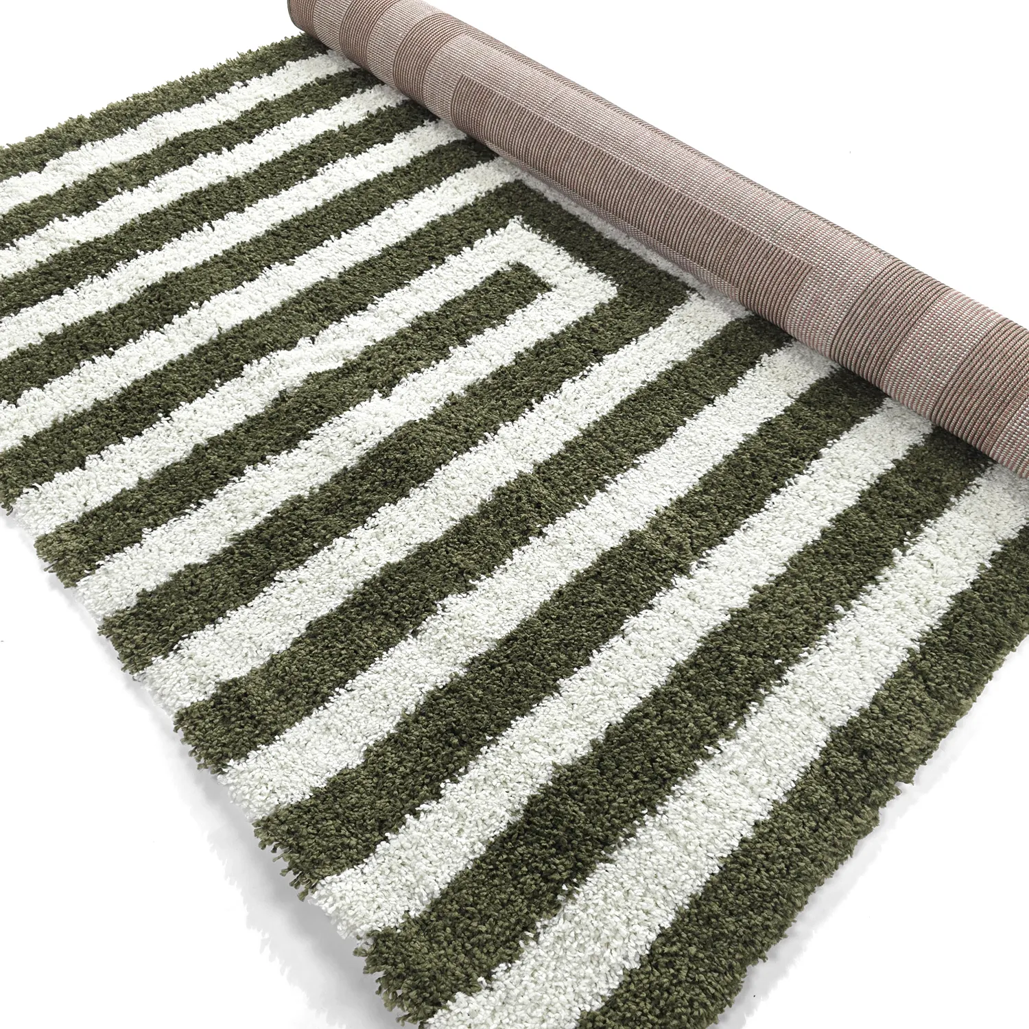 Koberce s dlhým vlasom - Imilchil (biela/zelená)