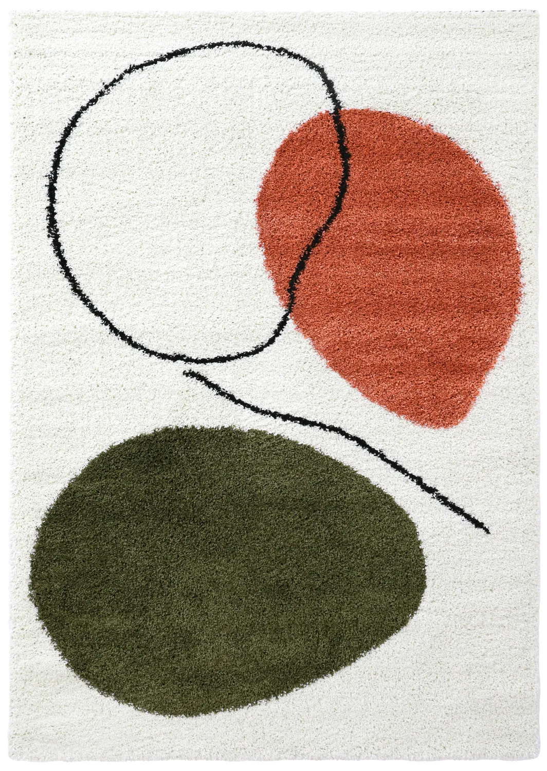 Koberce s vlasom - Sanghar (biela/oranžová/zelená)