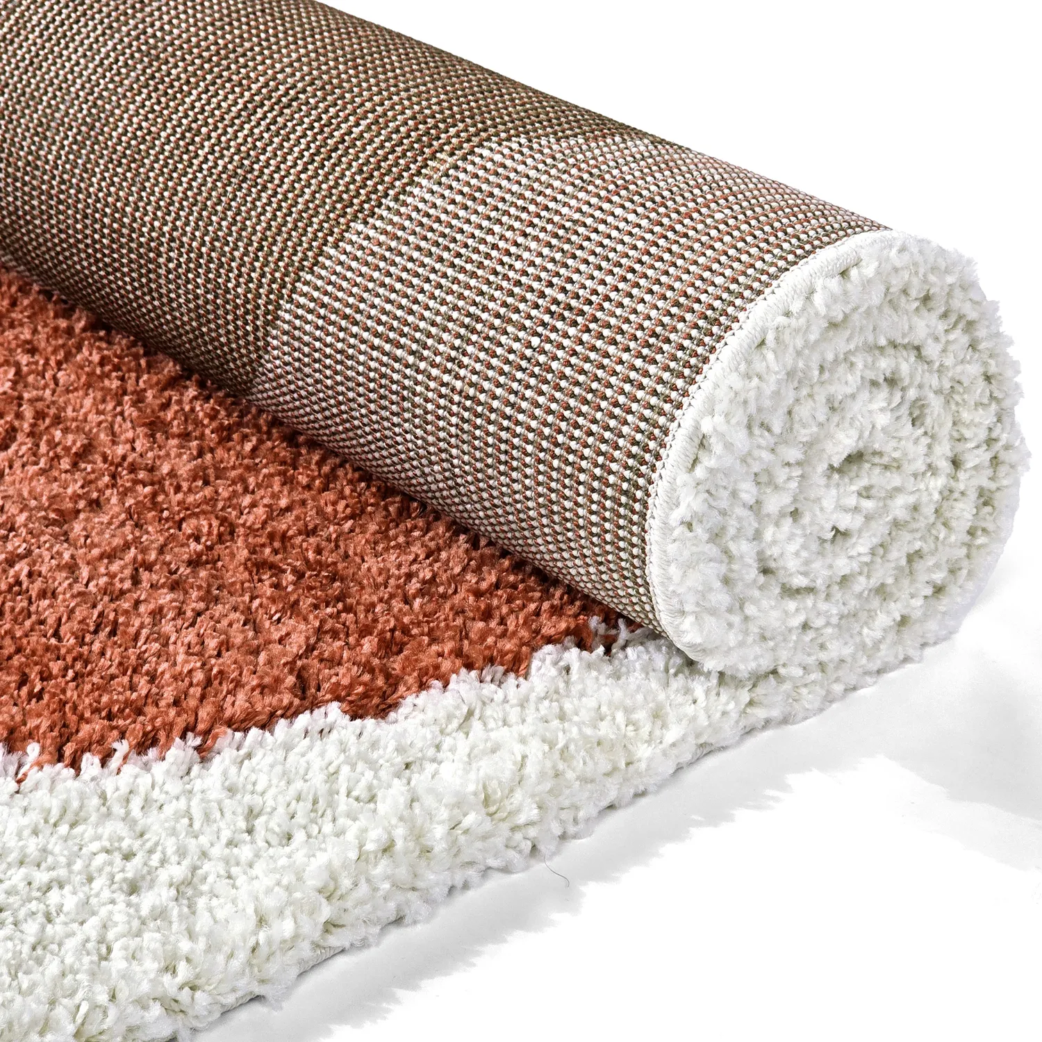 Koberce s vlasom - Sanghar (biela/oranžová/zelená)