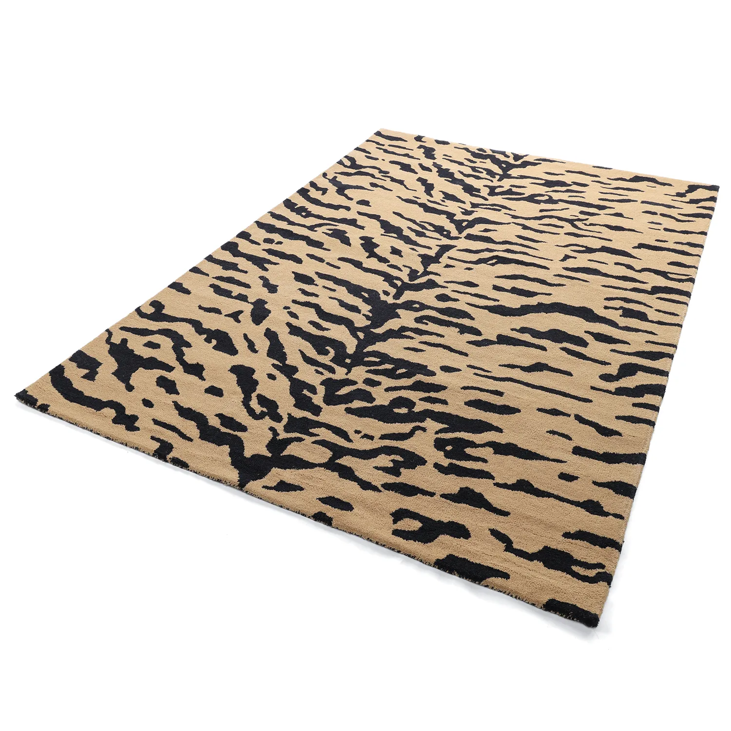 Koberec s dlhým vlasom - Zebra Tufted Wool Premium (béžová/čierna)