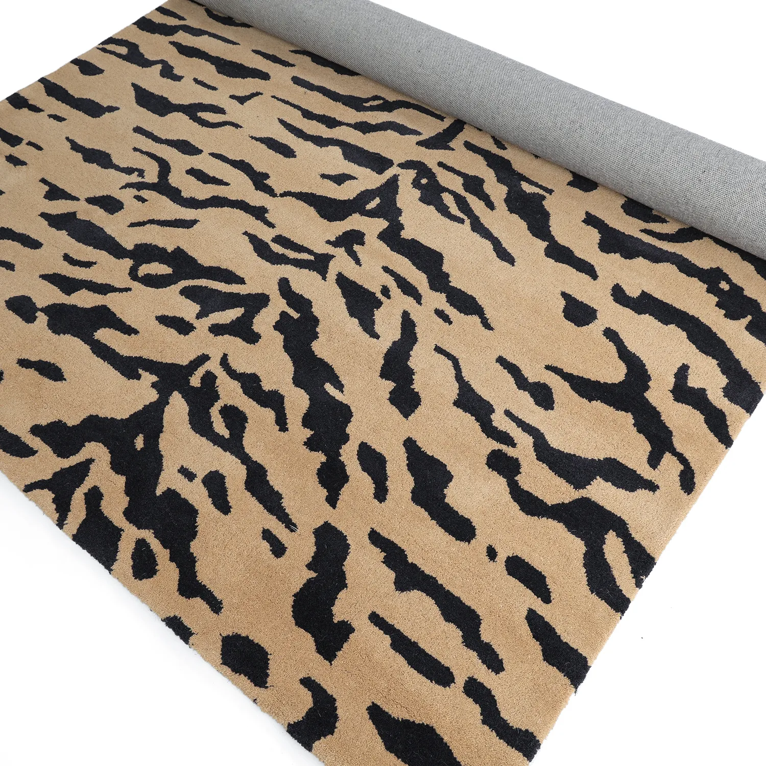 Koberec s dlhým vlasom - Zebra Tufted Wool Premium (béžová/čierna)