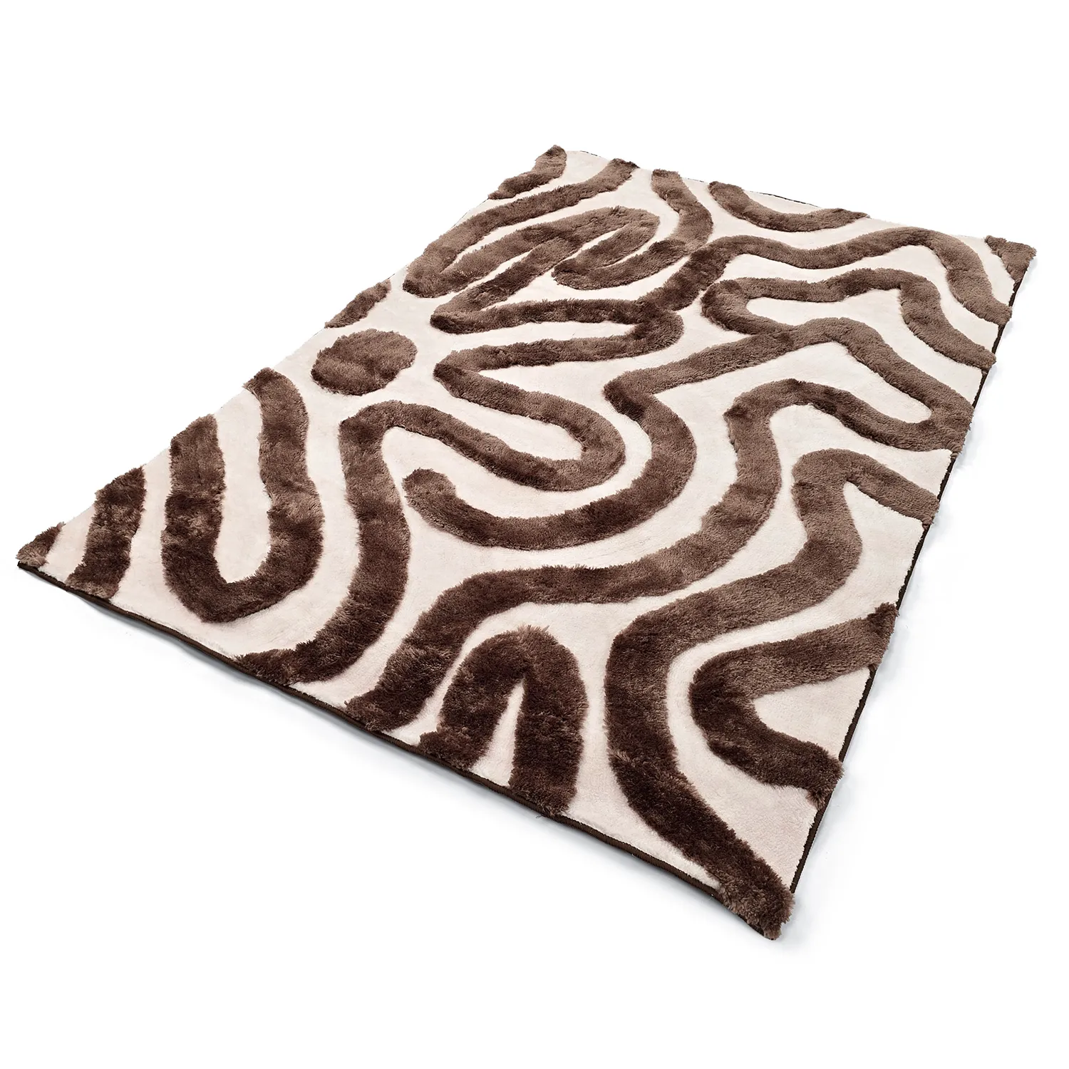 Koberce s dlhým vlasom - Akaba (hnedá/svetloružová)