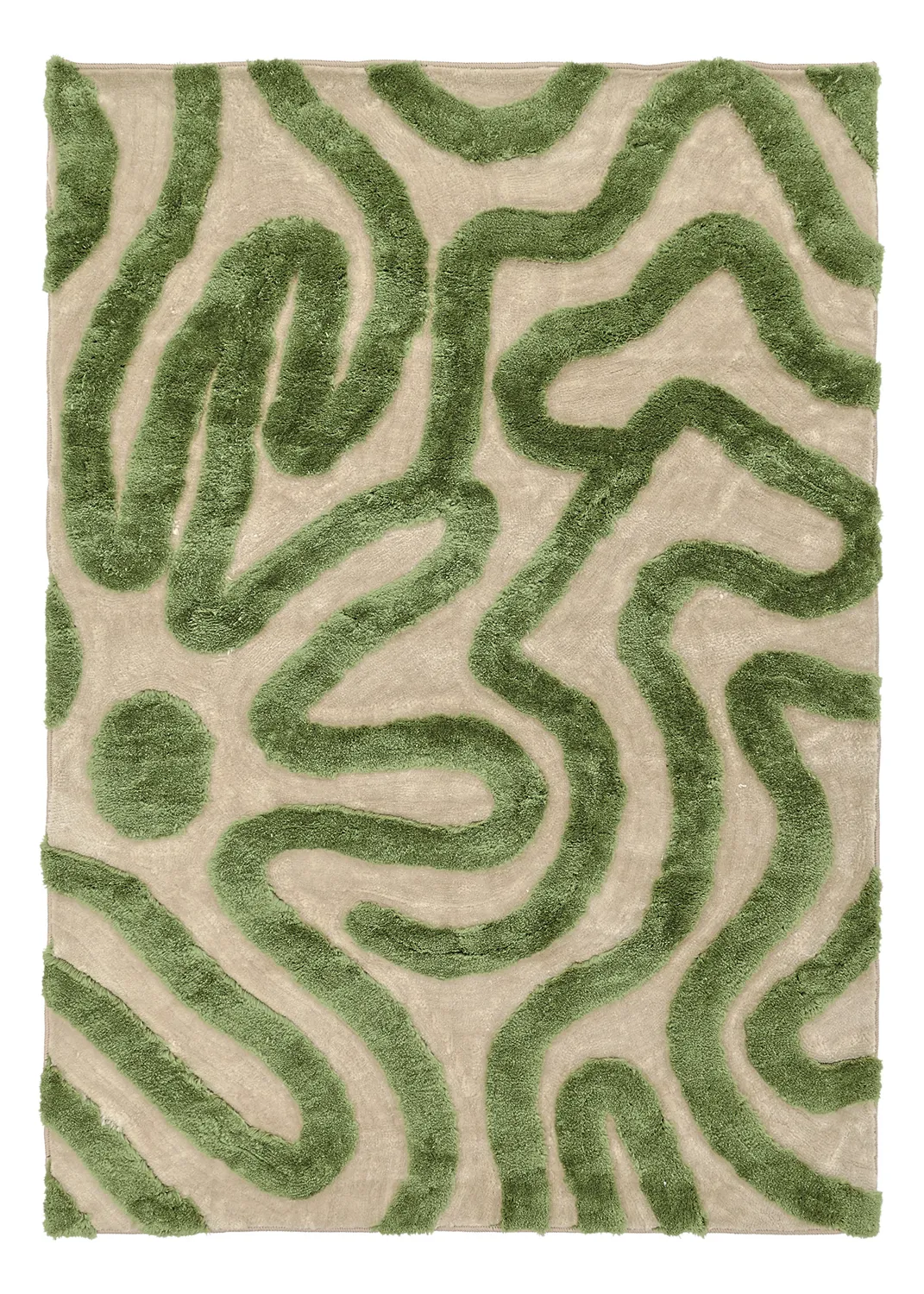 Koberce s dlhým vlasom - Akaba (krémová/zelená)