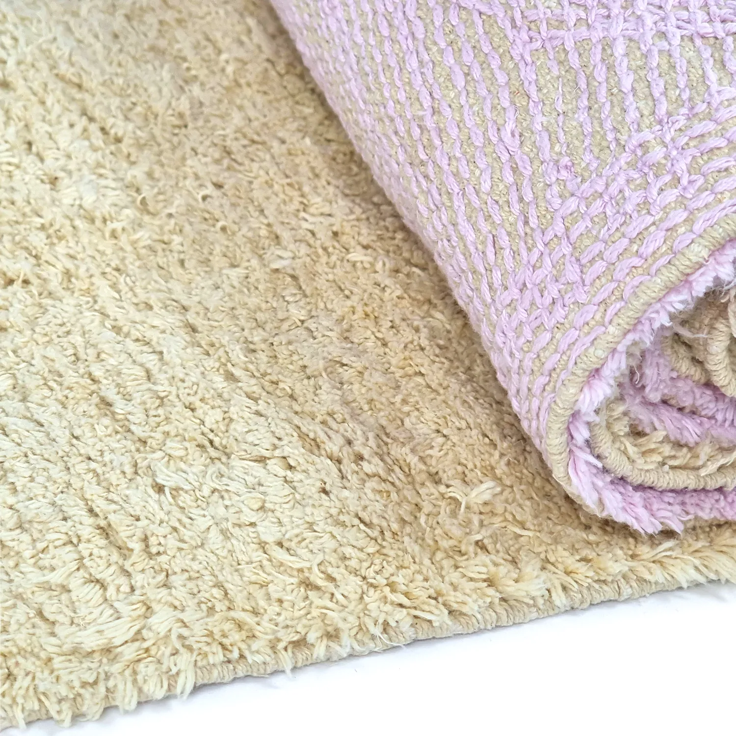 Koberce s dlhým vlasom - Amira Natural Cotton Shaggy (béžová/fialová)