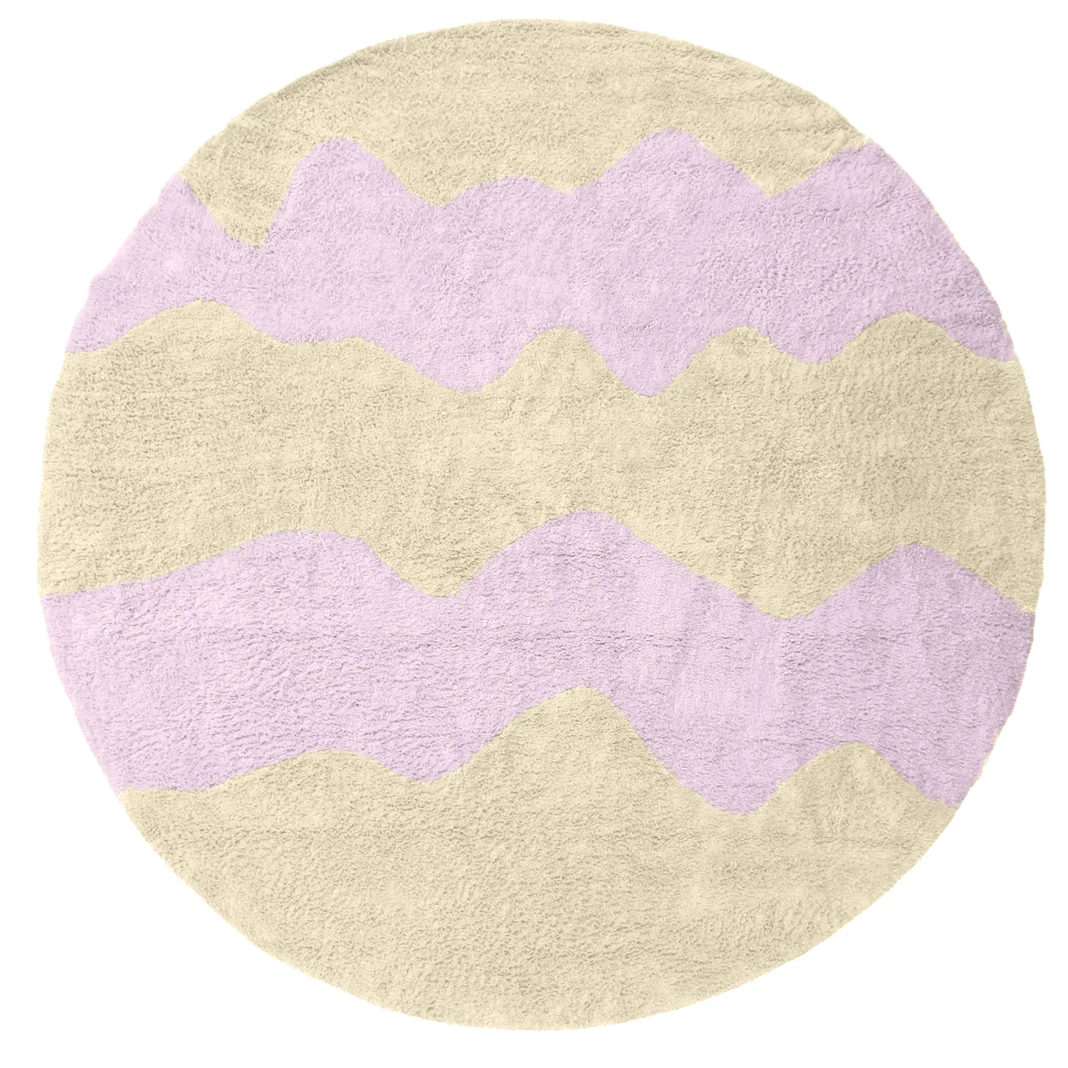 Kolo koberce - Amira Natural Cotton Shaggy (béžová/fialová)