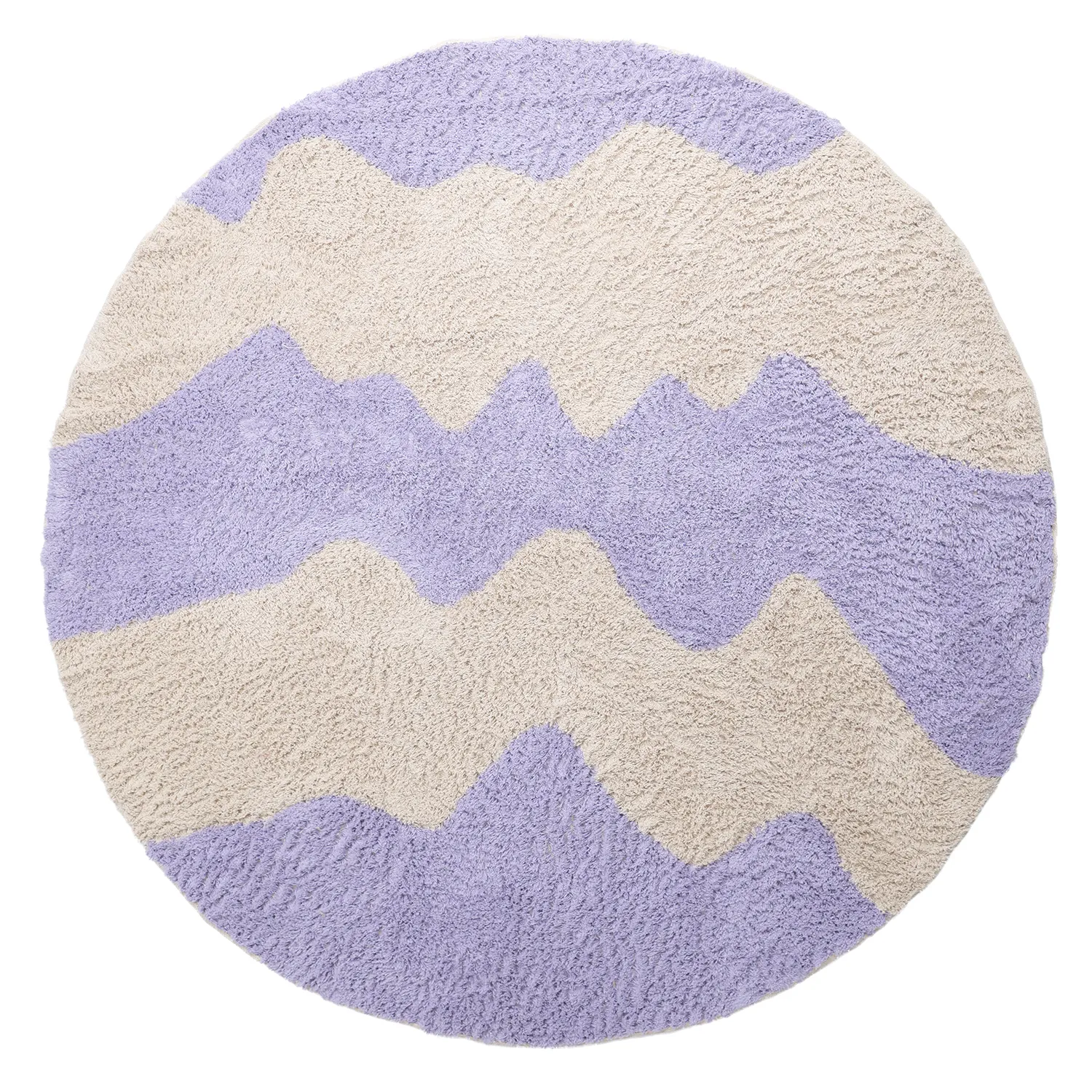 Rund matta - Amira Natural Cotton Shaggy (lila/beige)