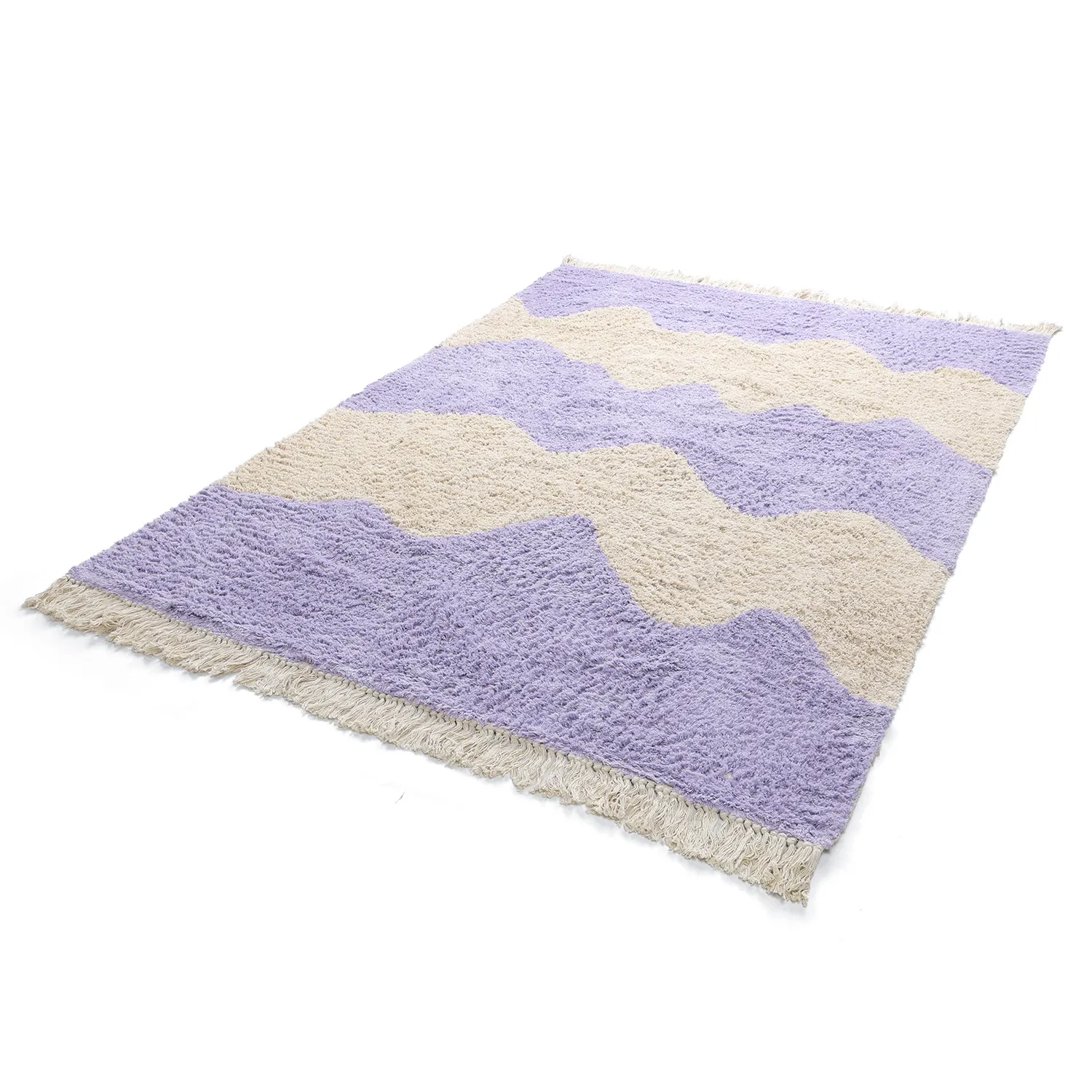 Ryamattor - Amira Natural Cotton Shaggy (lila/beige)
