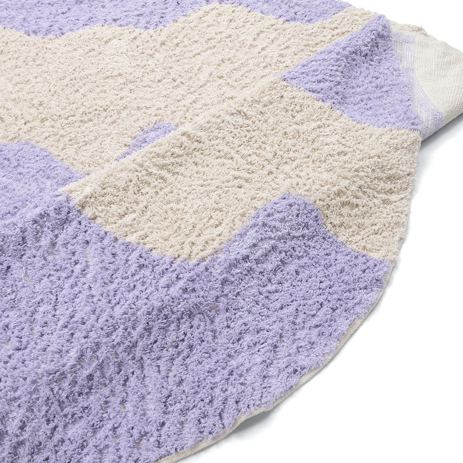 Rund matta - Amira Natural Cotton Shaggy (lila/beige)