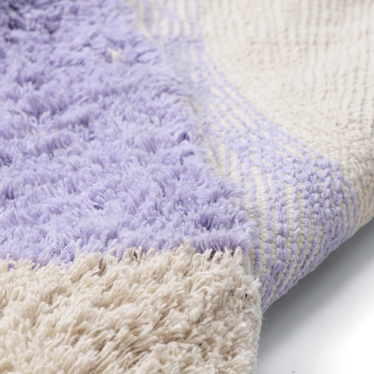 Rund matta - Amira Natural Cotton Shaggy (lila/beige)