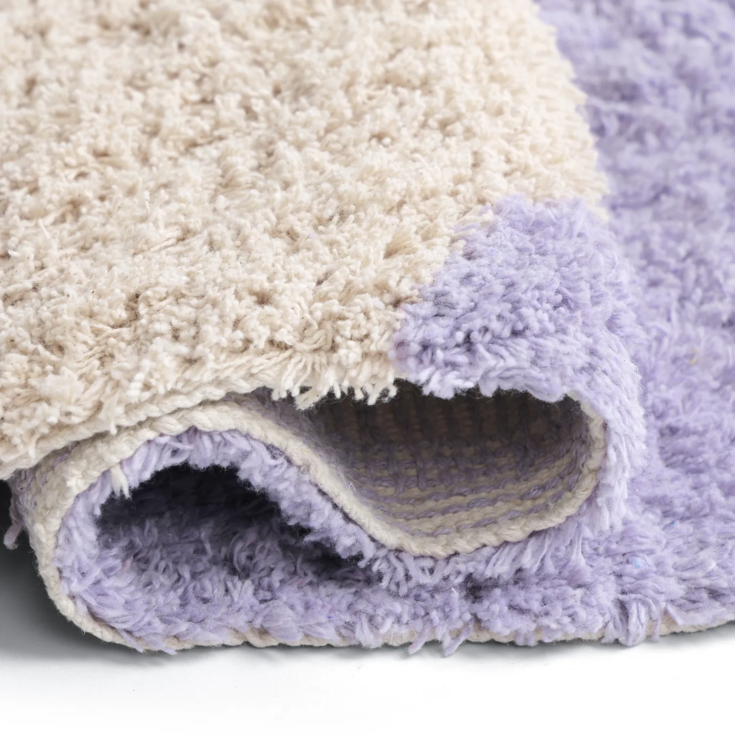 Ryamattor - Amira Natural Cotton Shaggy (lila/beige)