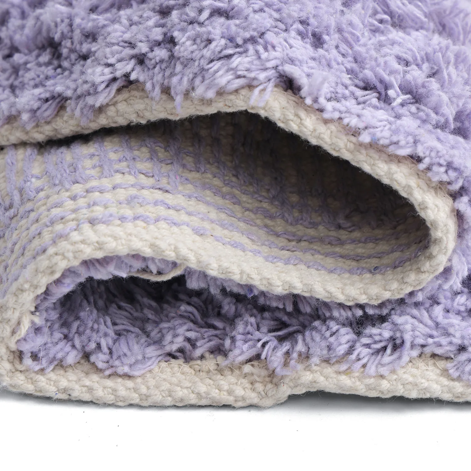 Rund matta - Amira Natural Cotton Shaggy (lila/beige)