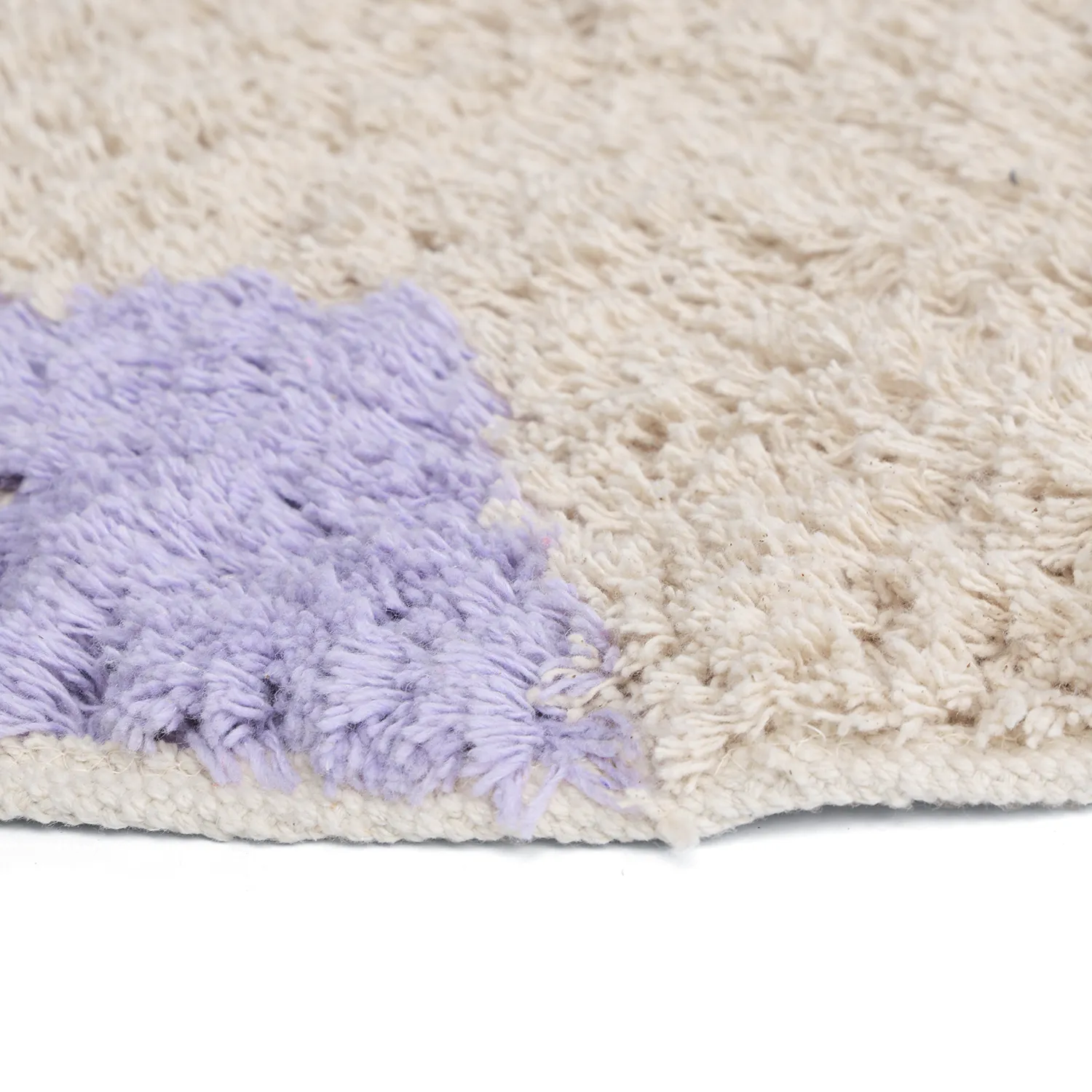 Rund matta - Amira Natural Cotton Shaggy (lila/beige)