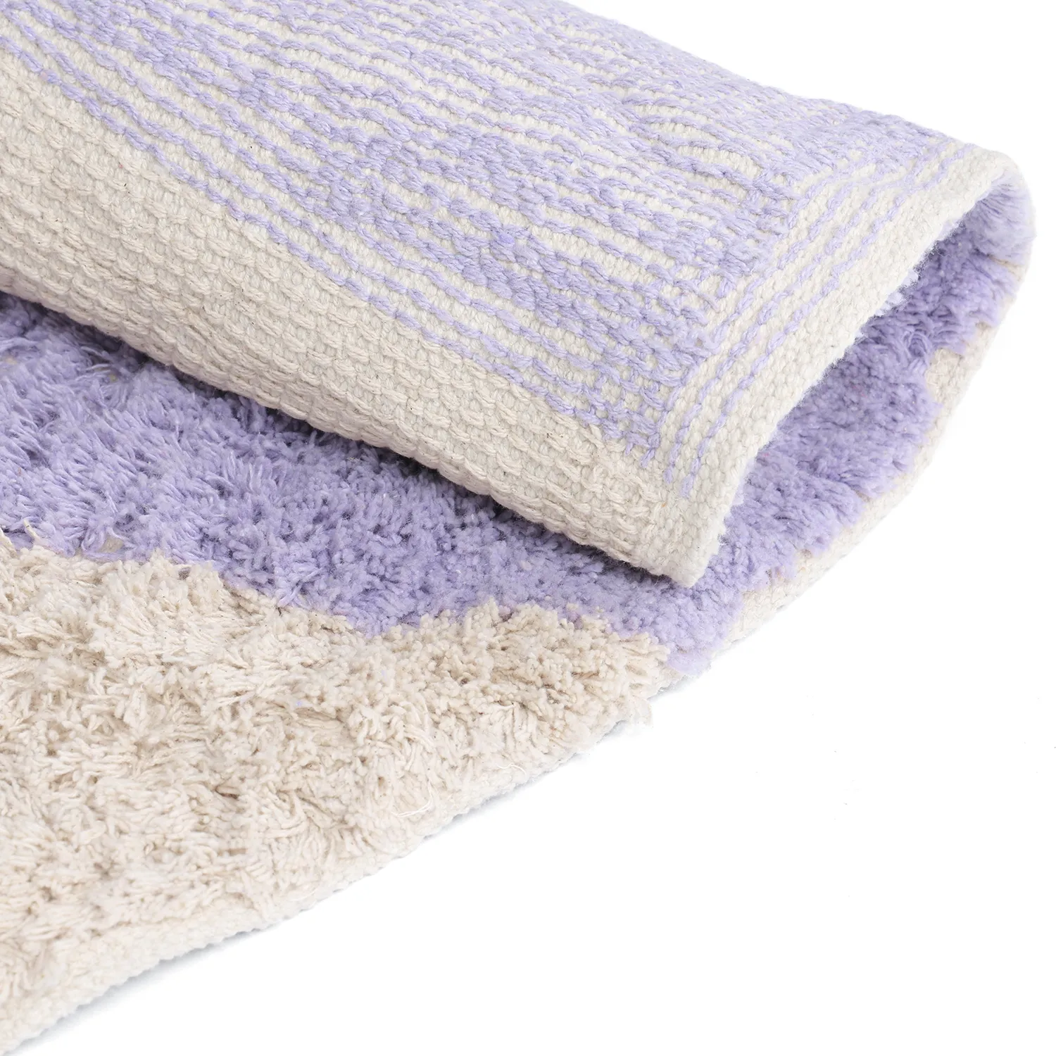 Rund matta - Amira Natural Cotton Shaggy (lila/beige)