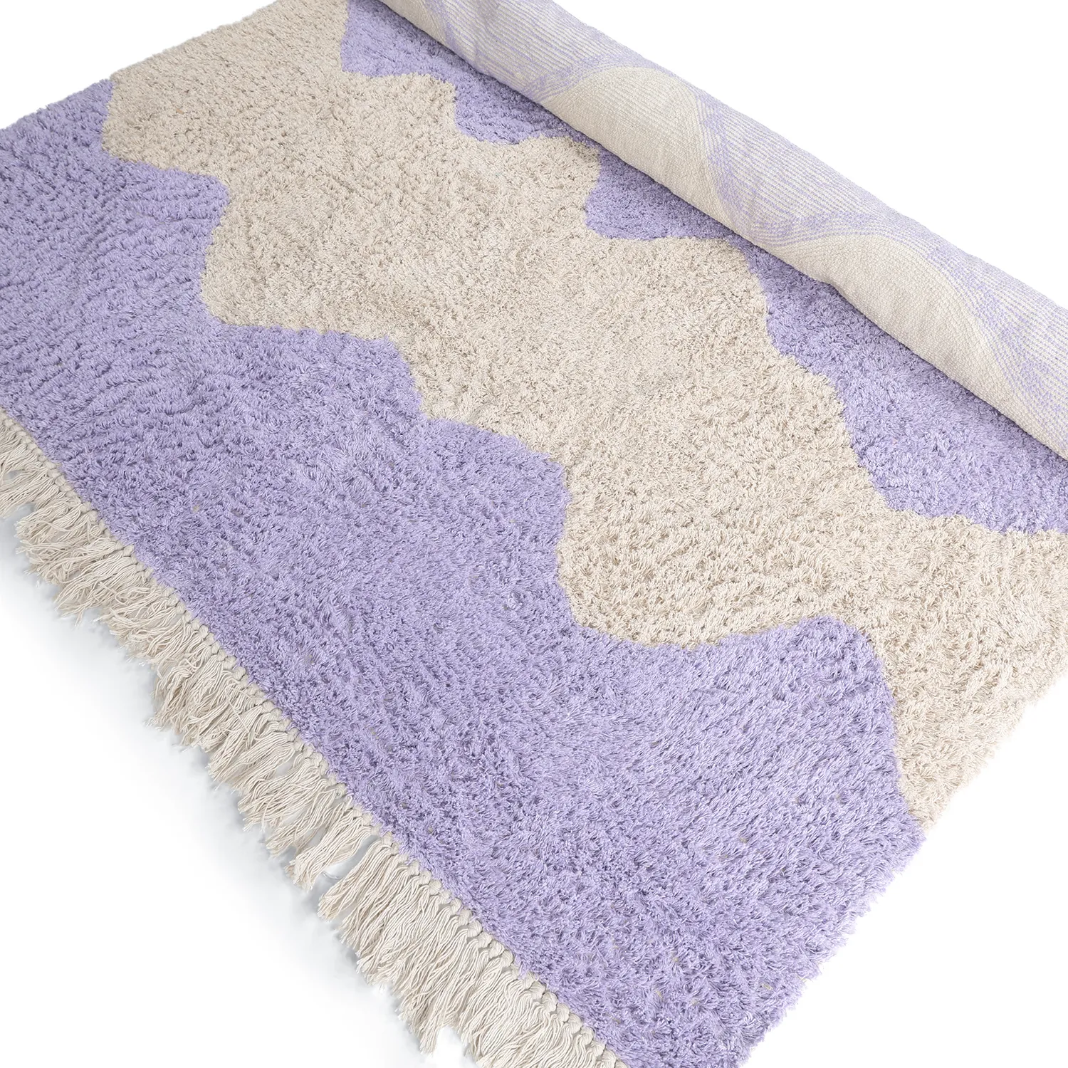 Ryamattor - Amira Natural Cotton Shaggy (lila/beige)