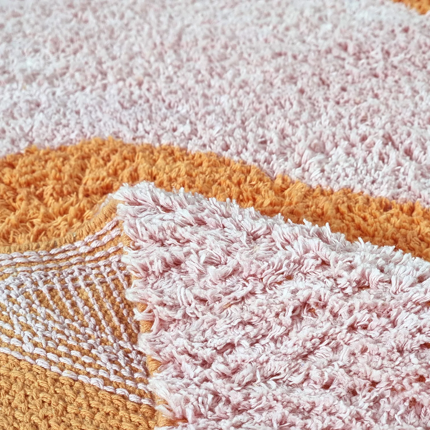 Kolo koberce - Amira Natural Cotton Shaggy (oranžová/rúžová)