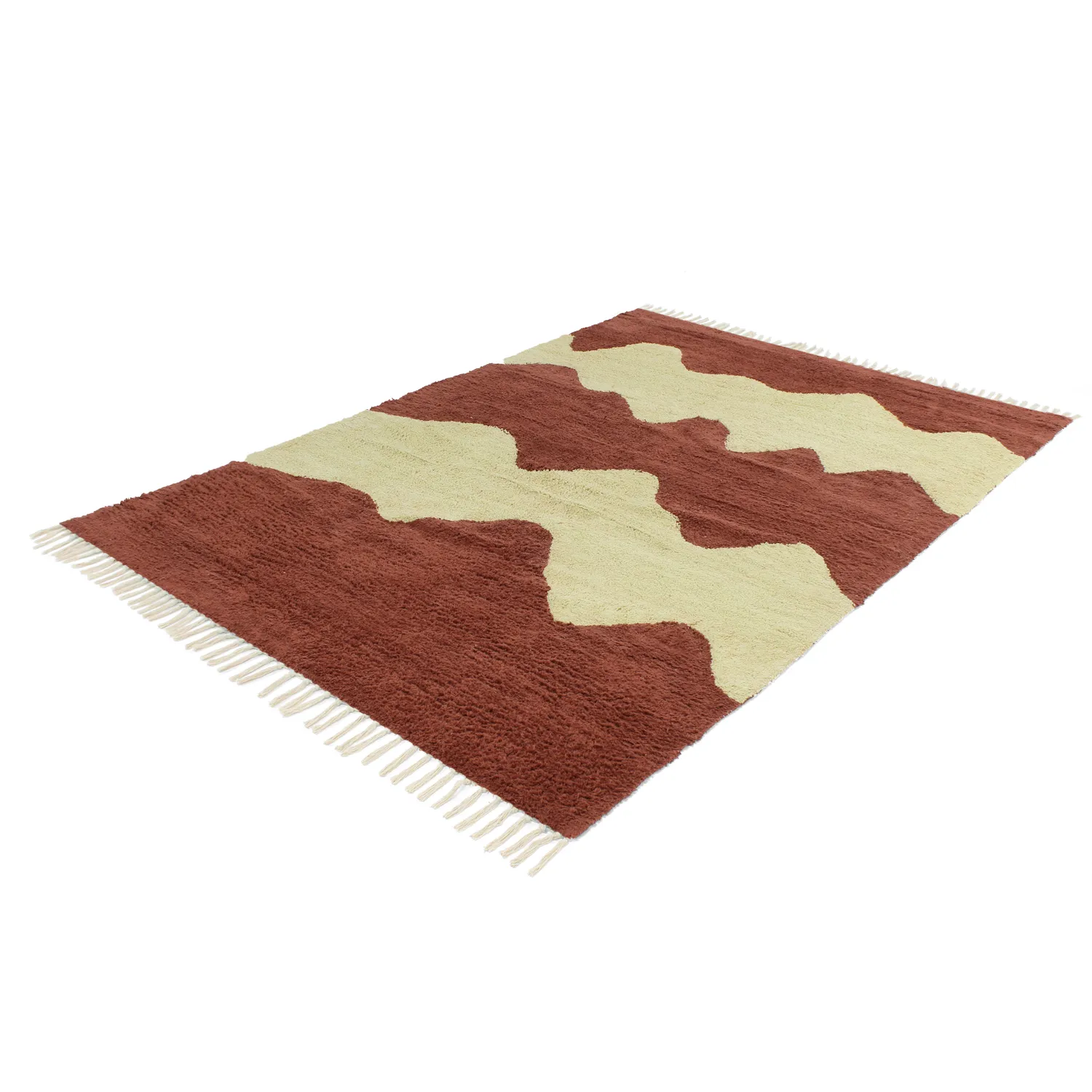 Koberce s chlpmi - Amira Natural Cotton Shaggy (červená/bežová)
