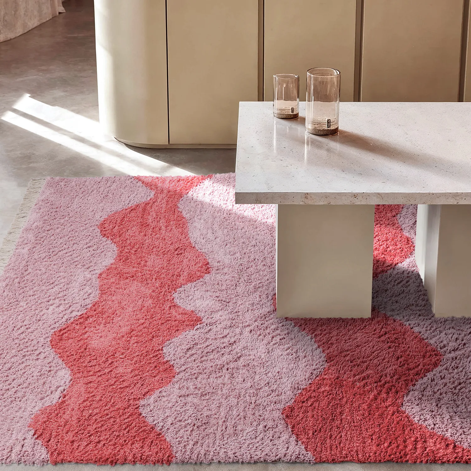 Ryamattor - Amira Natural Cotton Shaggy (rosa/orange)
