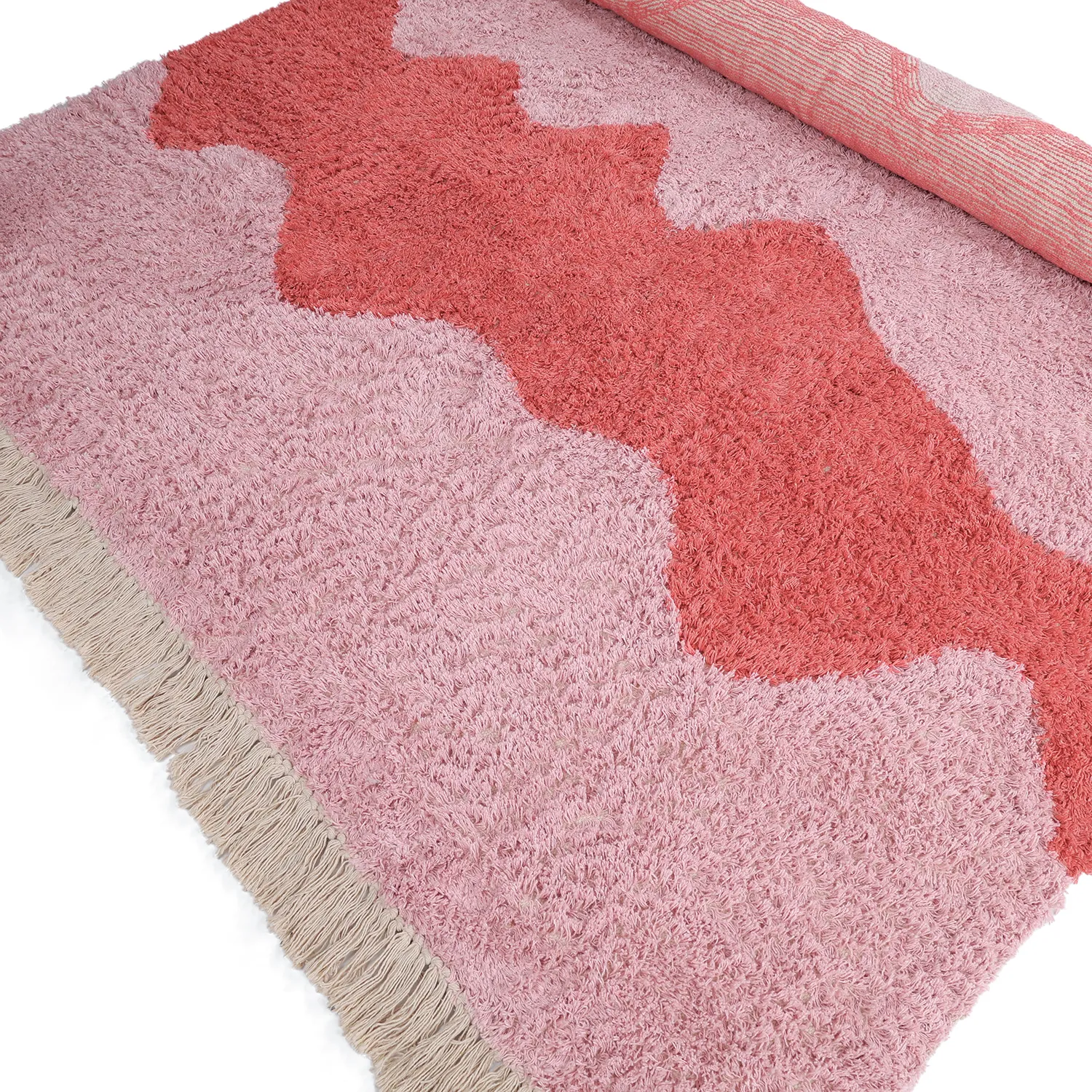 Ryamattor - Amira Natural Cotton Shaggy (rosa/orange)