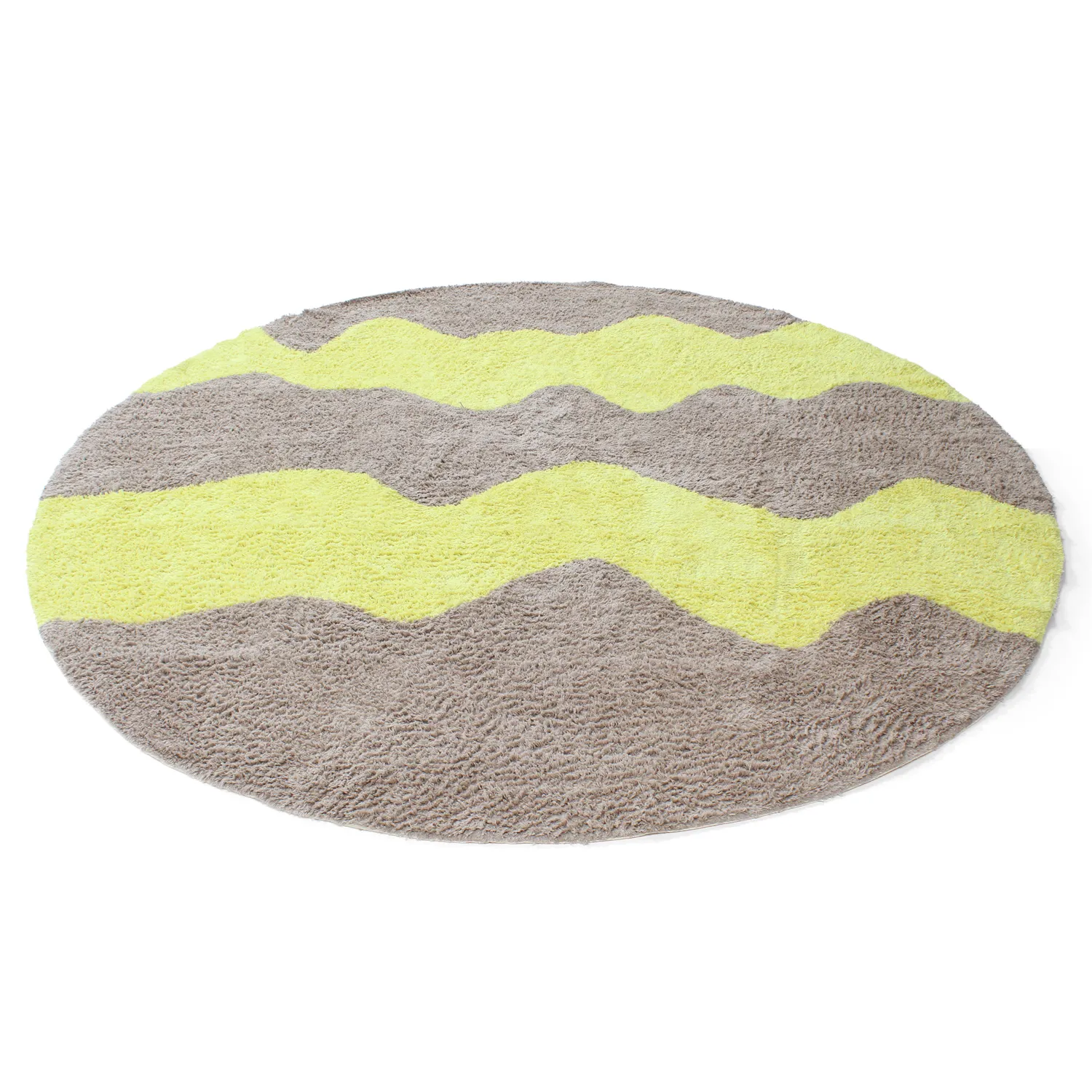 Kolo koberce - Amira Natural Cotton Shaggy (taupe/žltá)