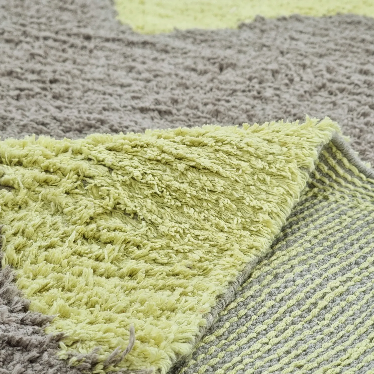 Kolo koberce - Amira Natural Cotton Shaggy (taupe/žltá)