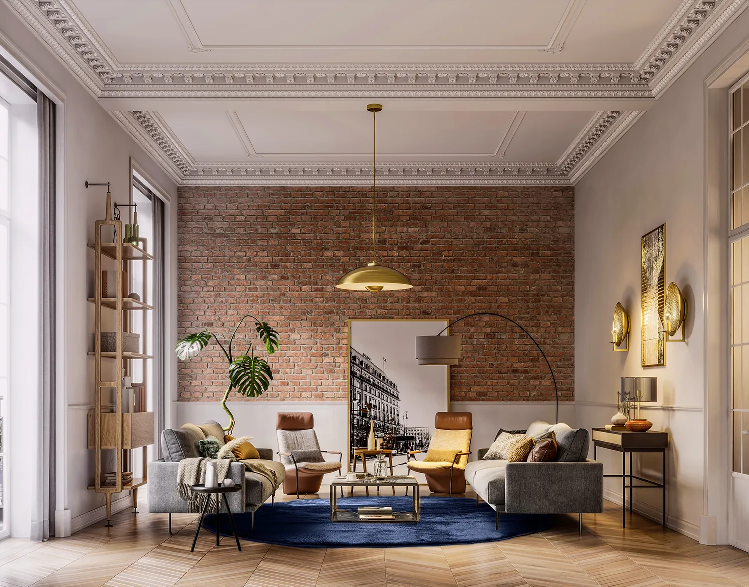 Kruhové koberce - Aranga Super Soft Fur (tmavomodrá)