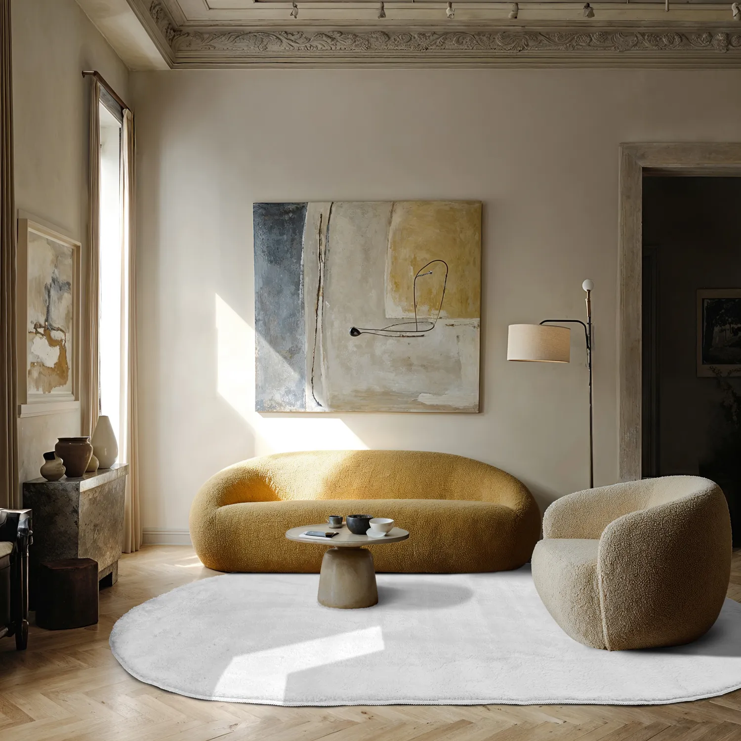 Koberec shaggy oválny - Aranga Super Soft Fur (biely)