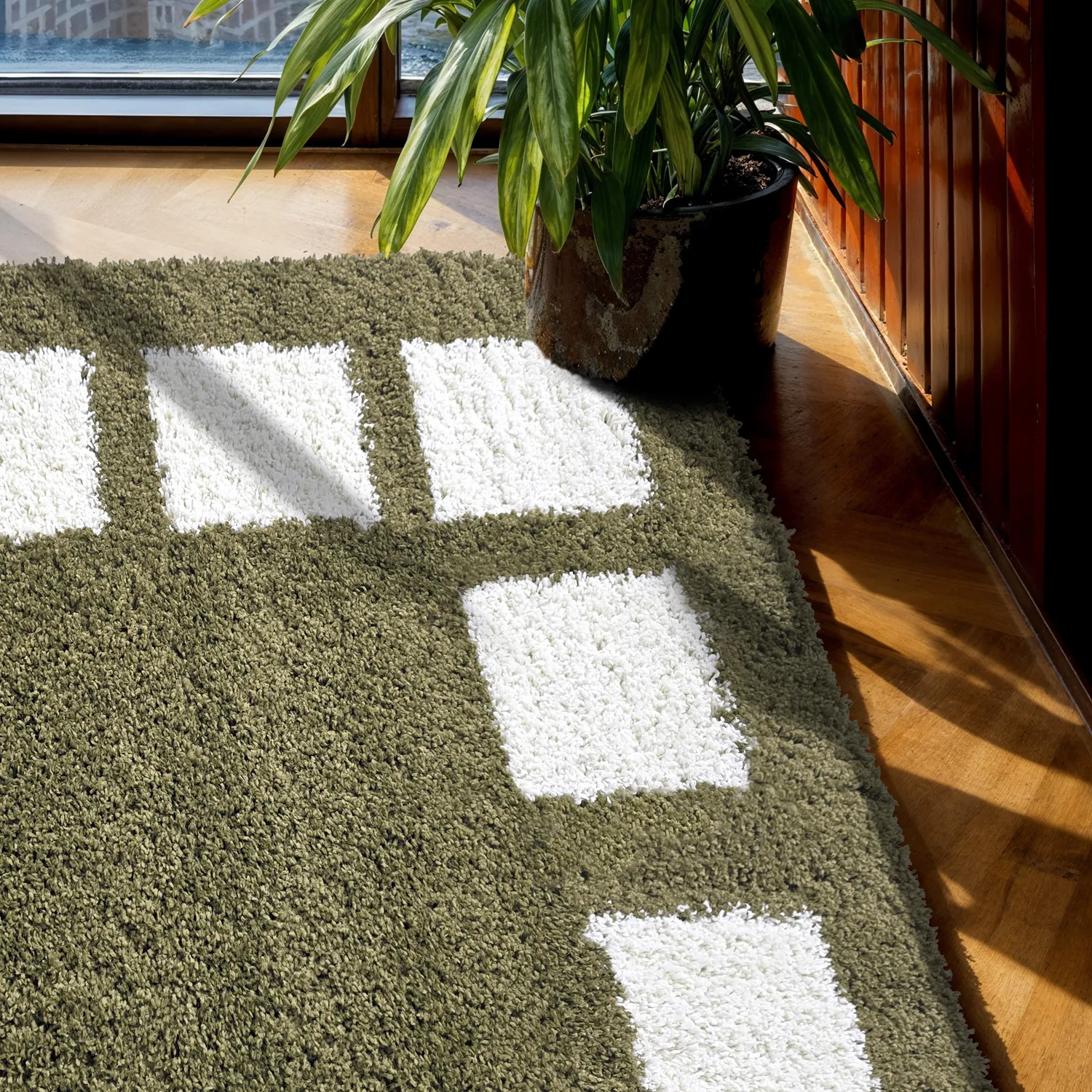 Chlpaté koberce - Asilah (zelená/biela)