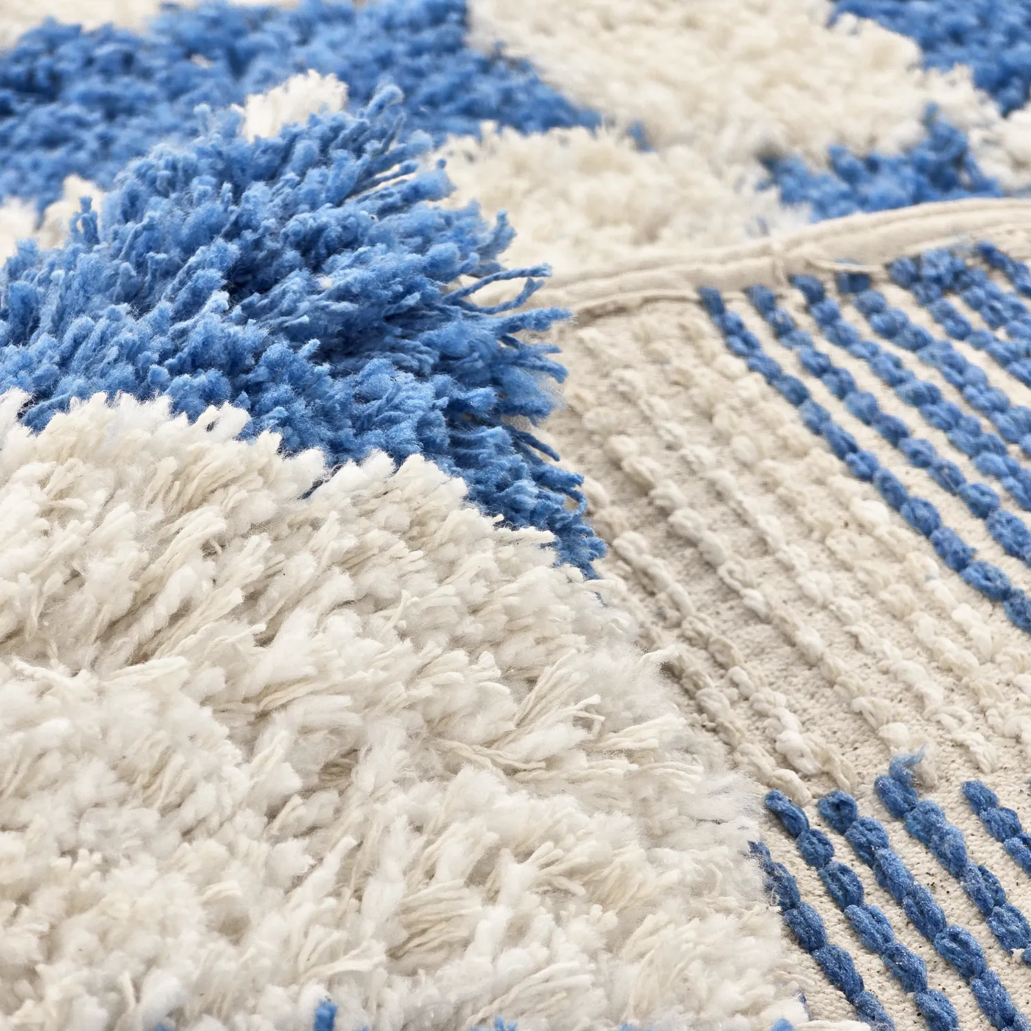 Ryamattor - Atrani Natural Cotton Shaggy (blå)