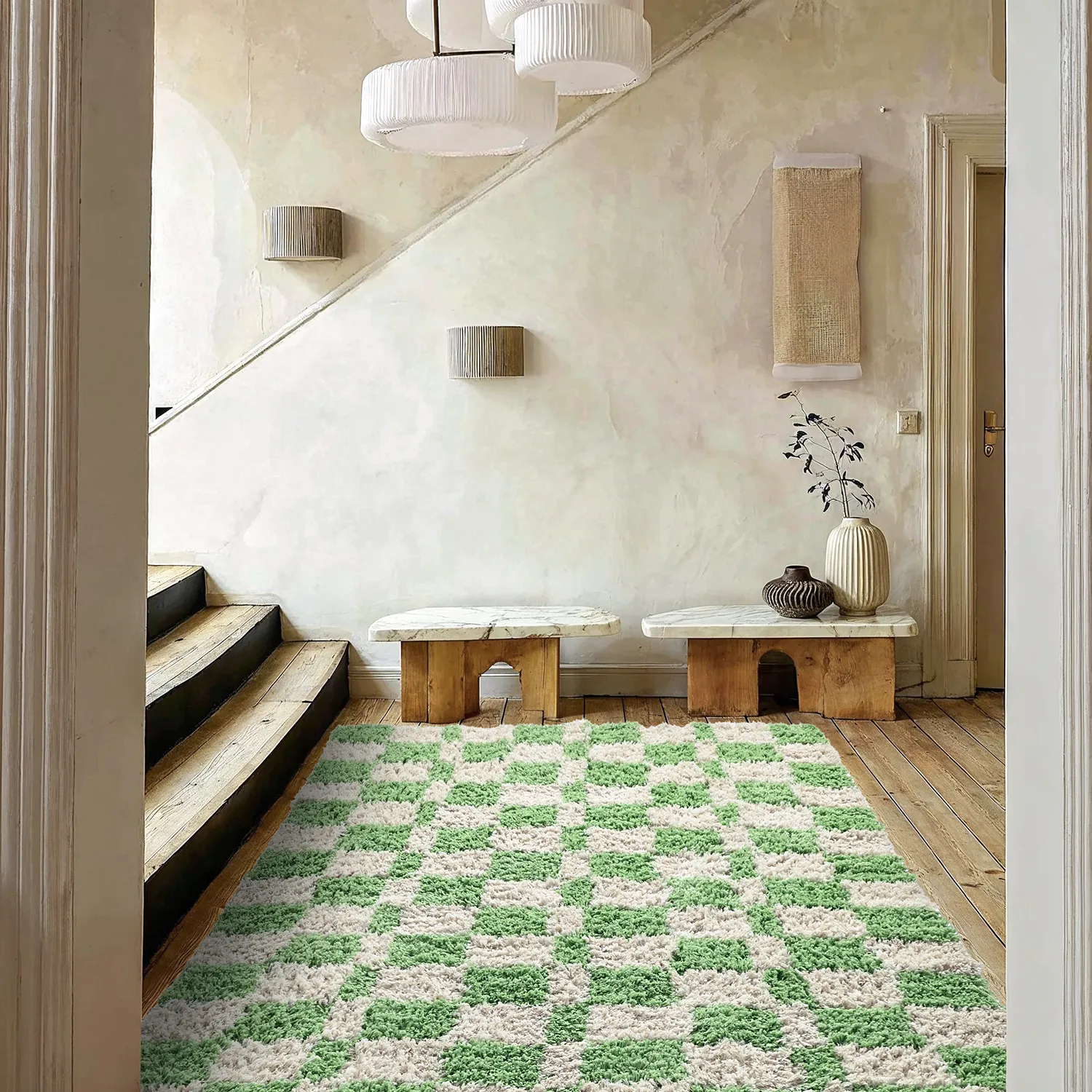 Ryamattor - Atrani Natural Cotton Shaggy (grön)