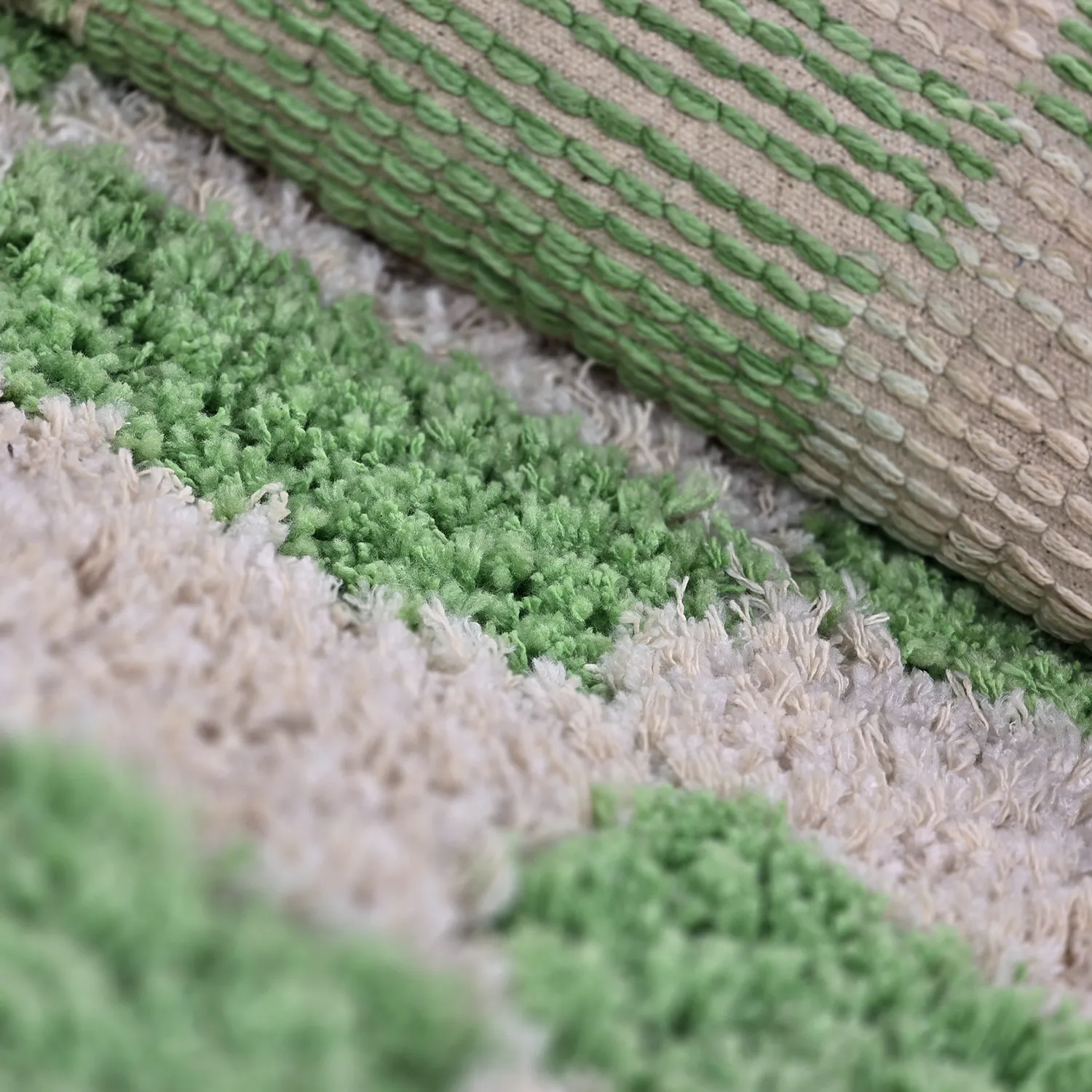 Ryamattor - Atrani Natural Cotton Shaggy (grön)