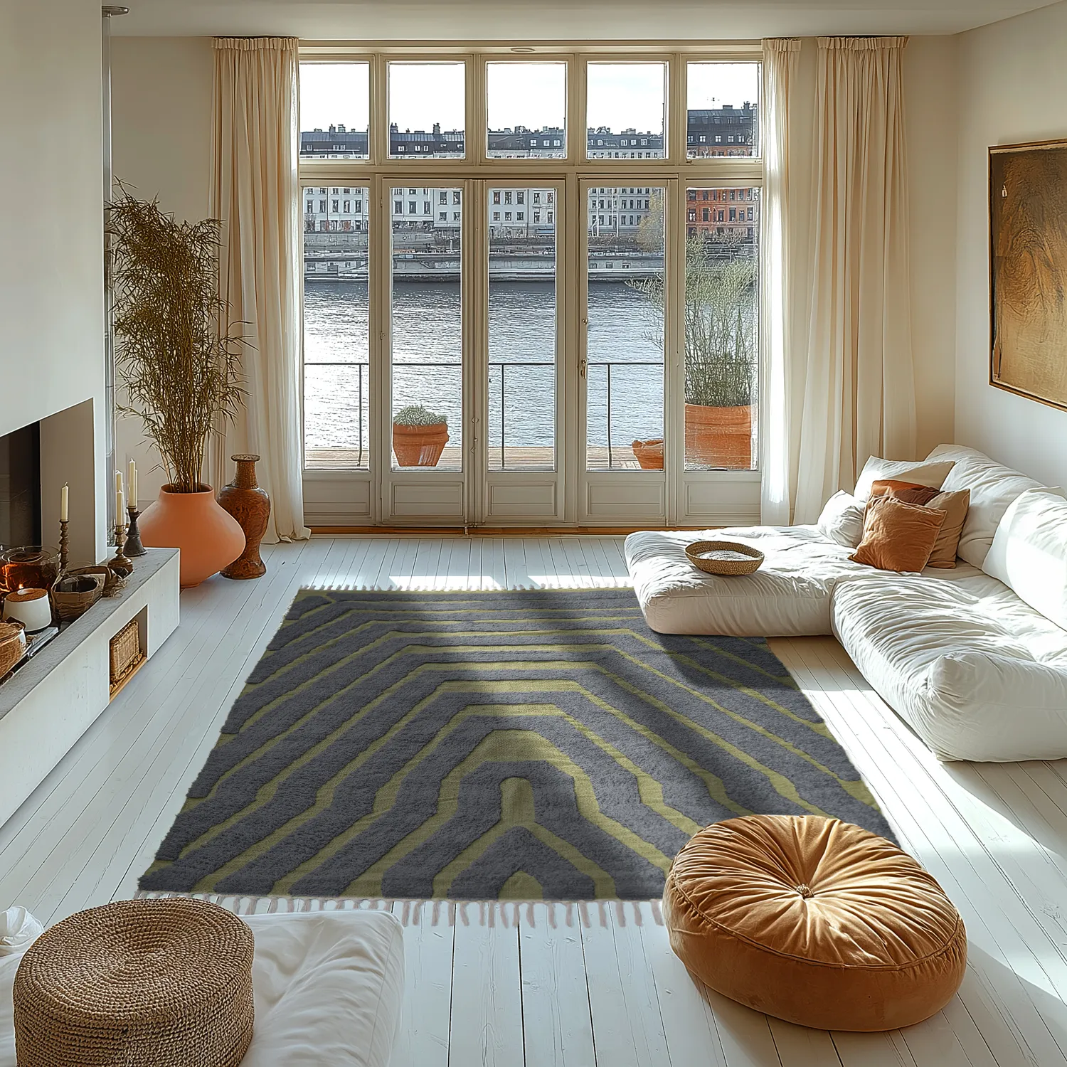 Koberce s dlhým vlasom - Callista Natural Cotton Shaggy (čierna/zelená)