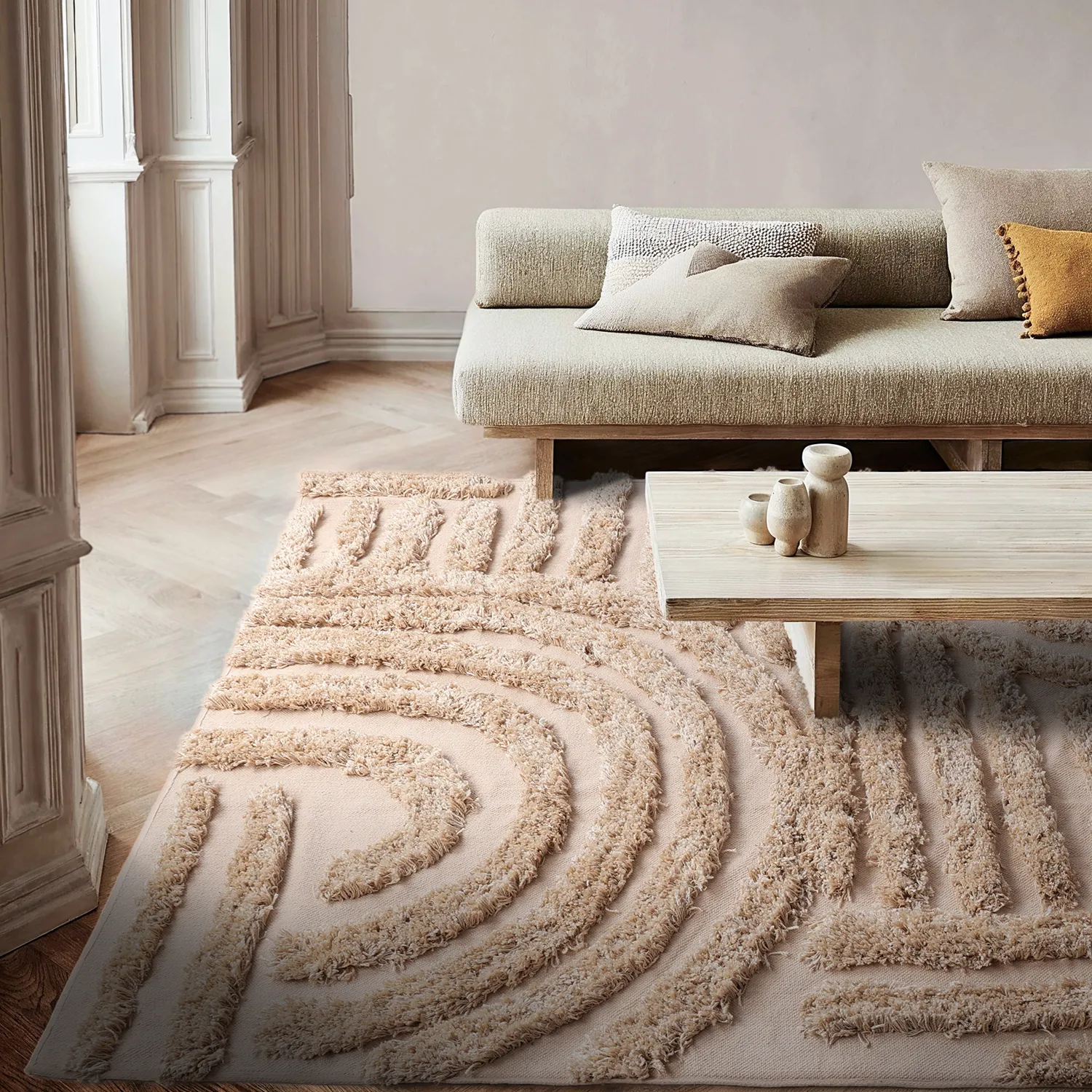 Ryamattor - Cazorla Natural Cotton Shaggy (beige)