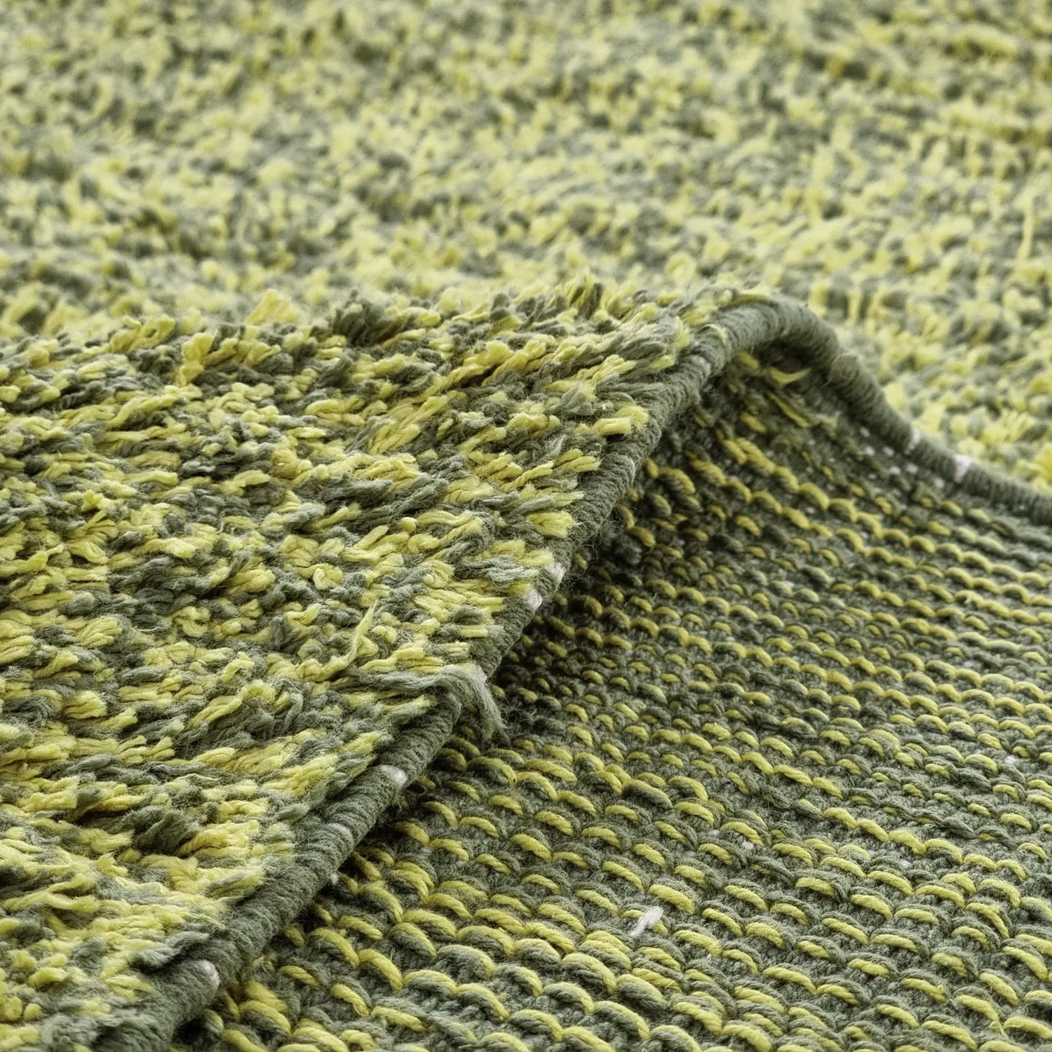 Koberce s dlhým vlasom - Celina Natural Cotton Shaggy (zelená/žltá)