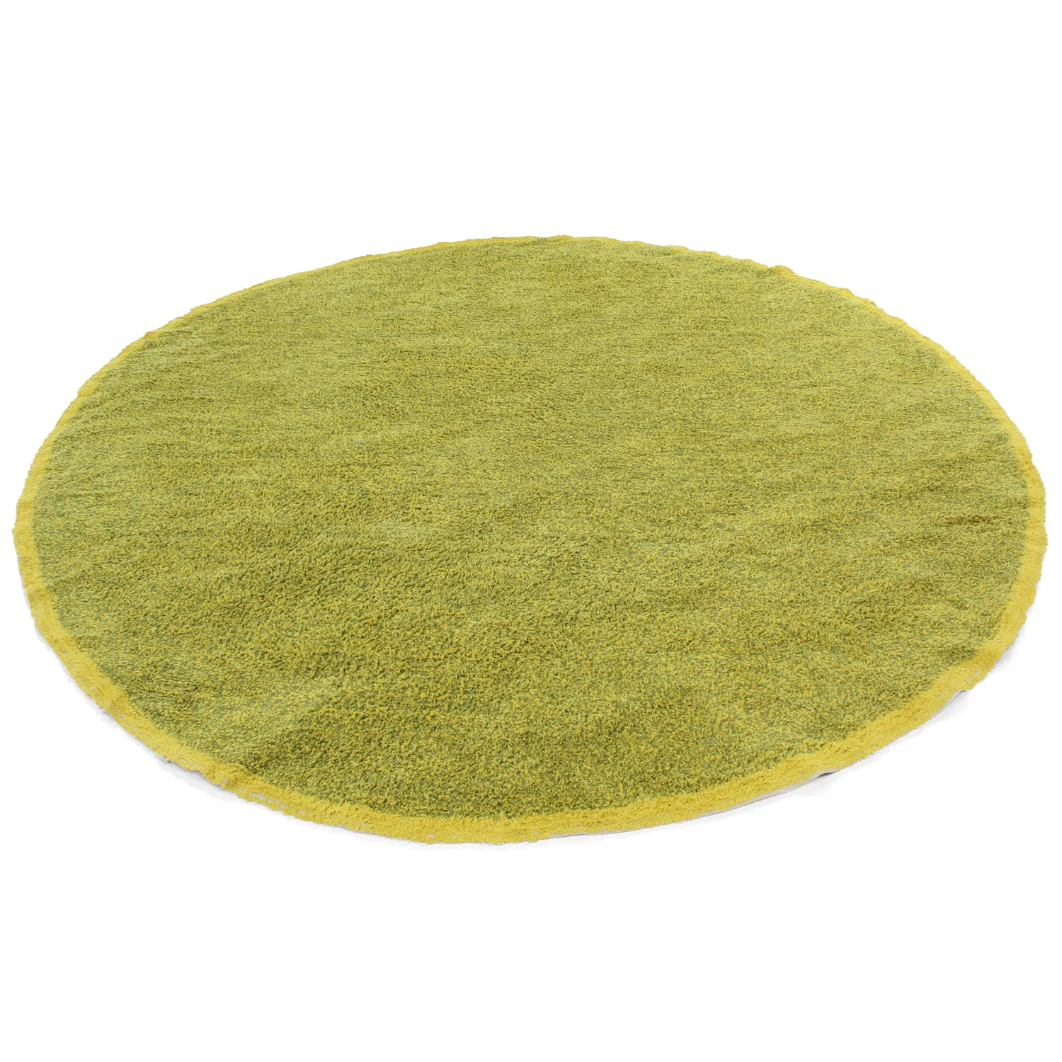 Kolo koberce - Celina Natural Cotton Shaggy (zelená/žltá)