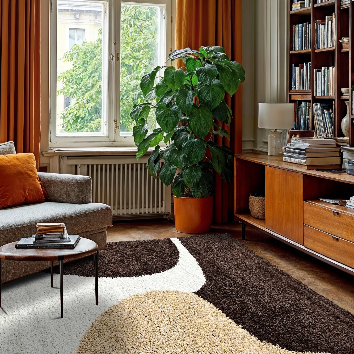 Koberce s vlasom - Chiniot (hnedá/béžová/biela)