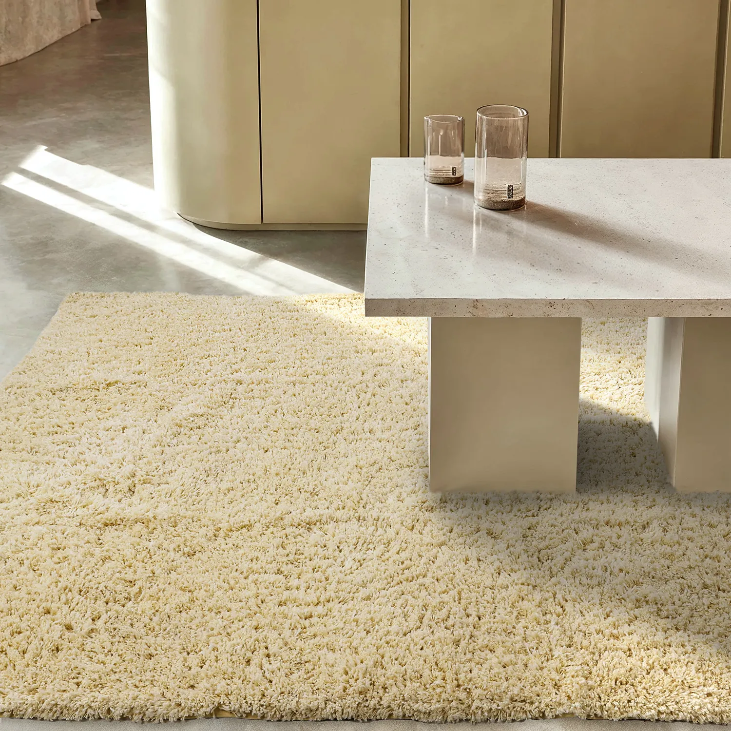 Ryamattor - Combarro Solid Cotton Shaggy (ljusgul)