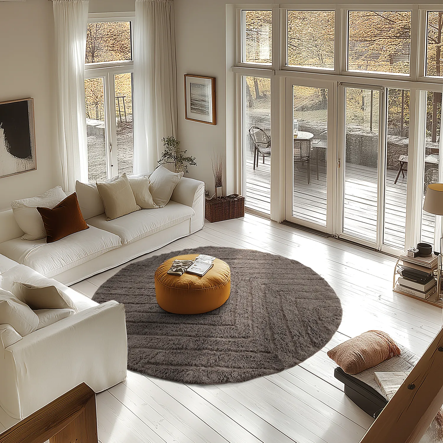 Kolo koberce - Conara Natural Cotton Shaggy (taupe)