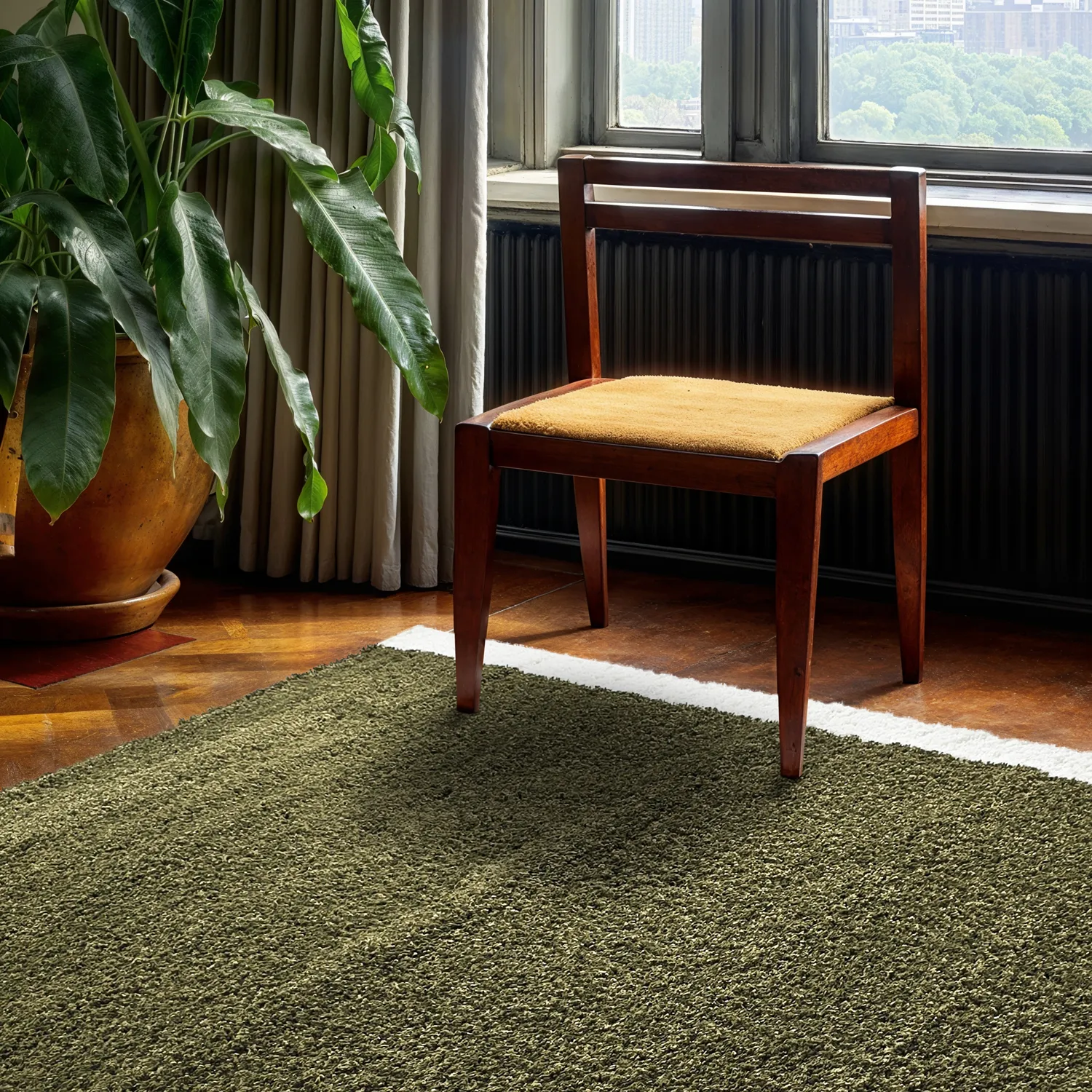 Koberce s dlhým vlasom - Conques (zelená/biela)