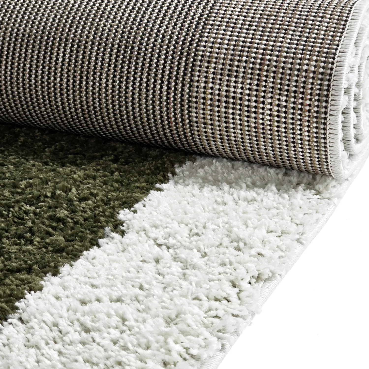 Koberce s dlhým vlasom - Conques (zelená/biela)