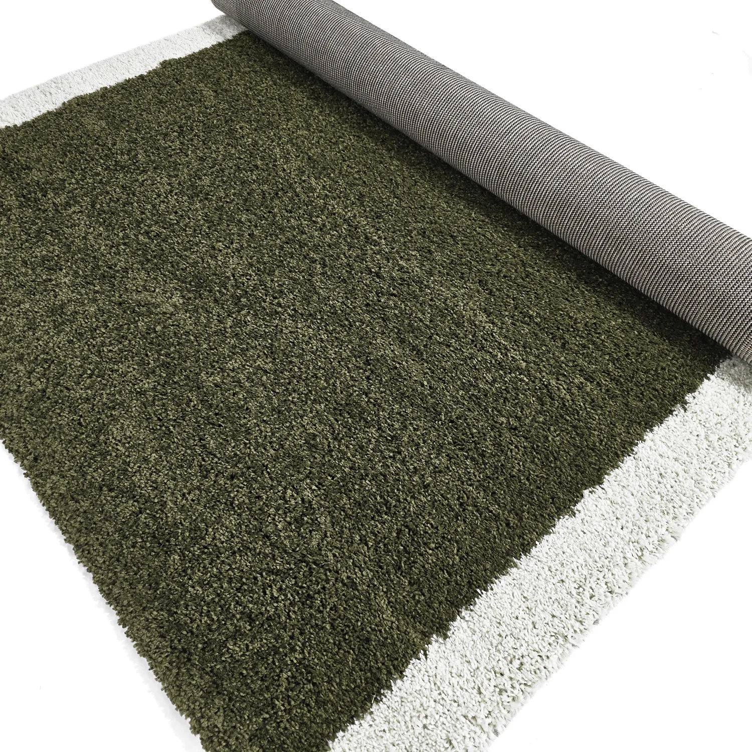 Koberce s dlhým vlasom - Conques (zelená/biela)