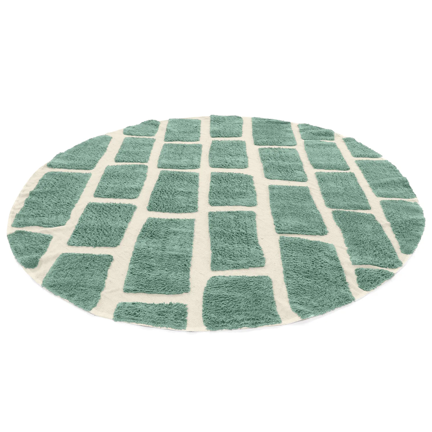 Kolo koberce - Cyrus Natural Cotton Shaggy (zelená)