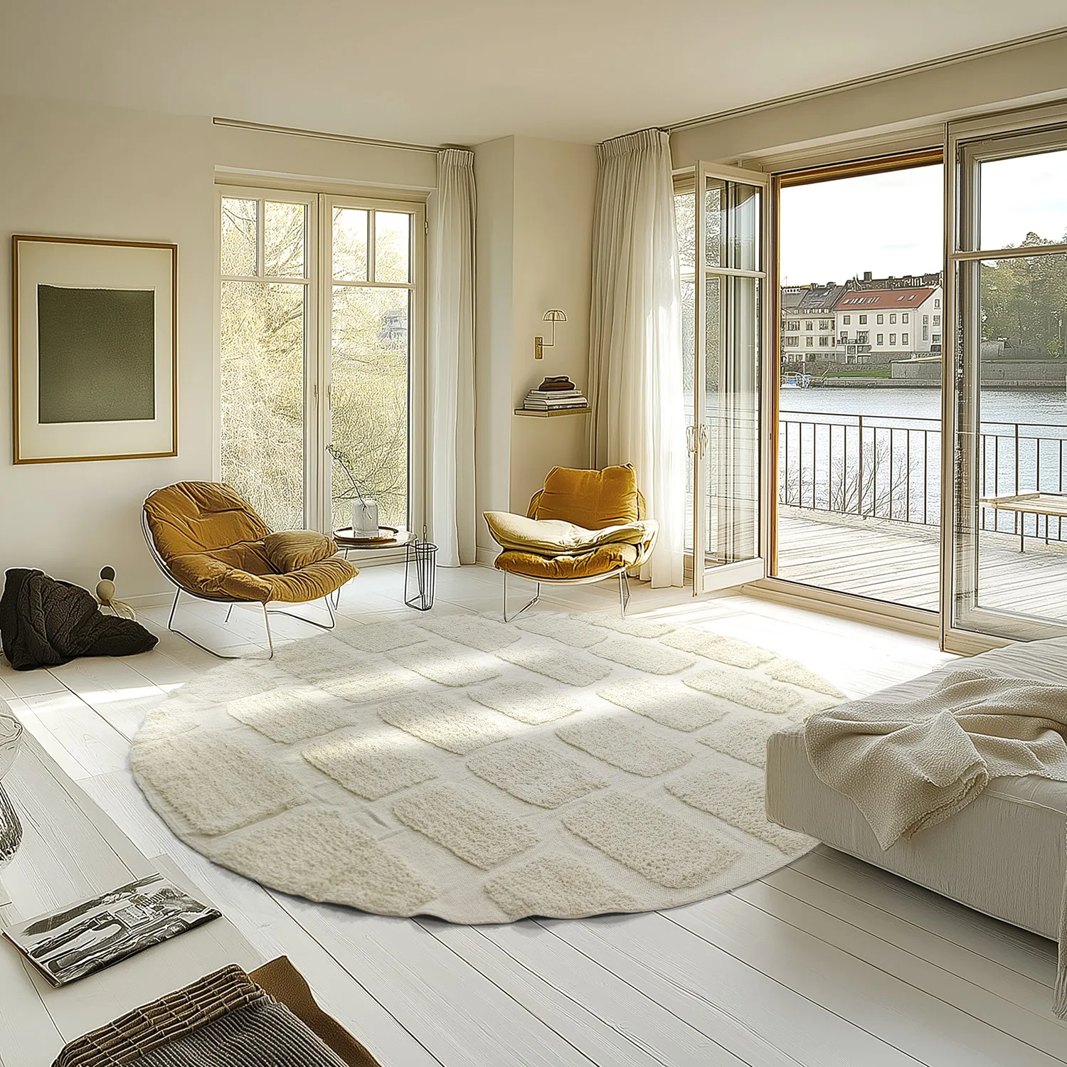 Kolo koberce - Cyrus Natural Cotton Shaggy (offwhite)