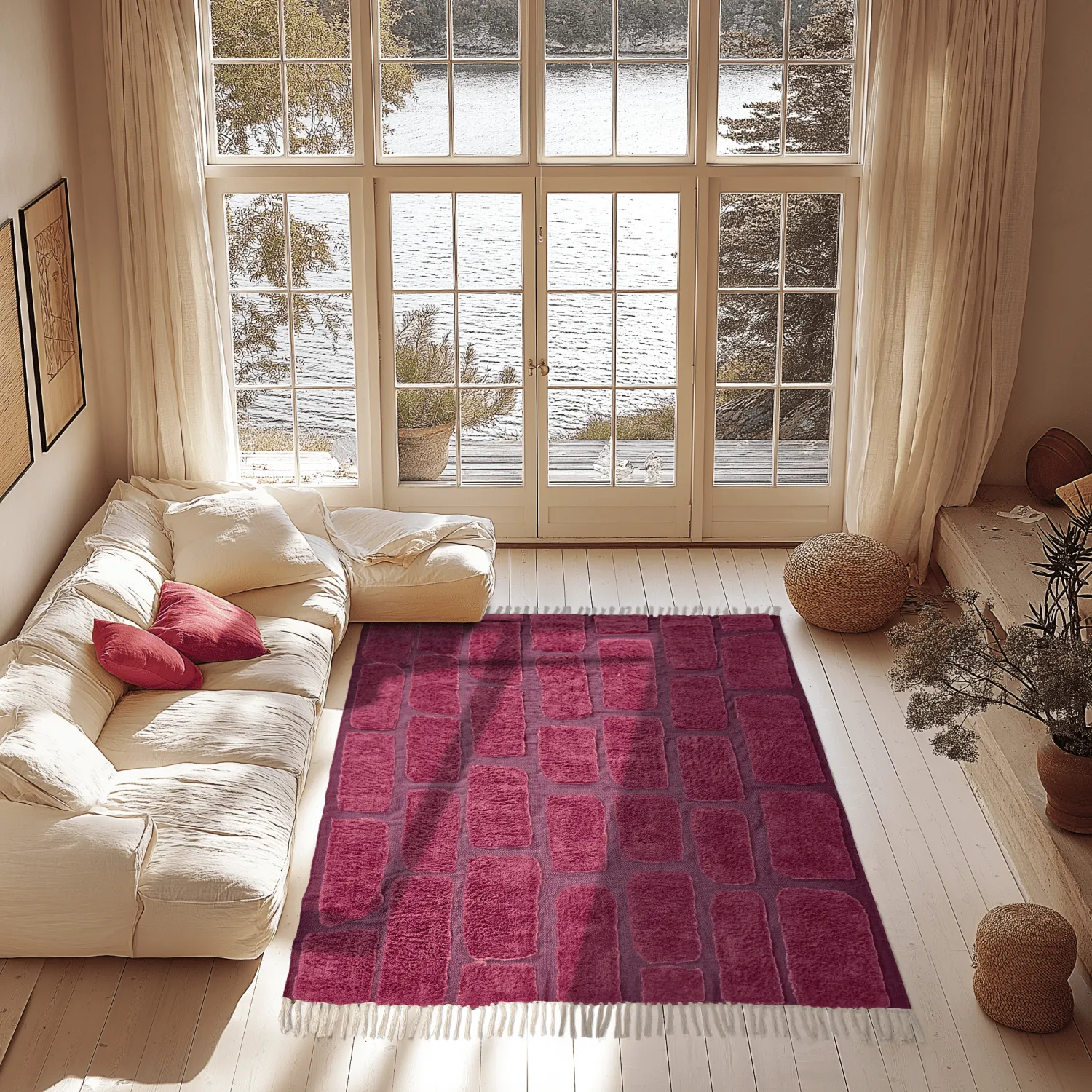 Koberce s dlhým vlasom - Cyrus Natural Cotton Shaggy (červená)