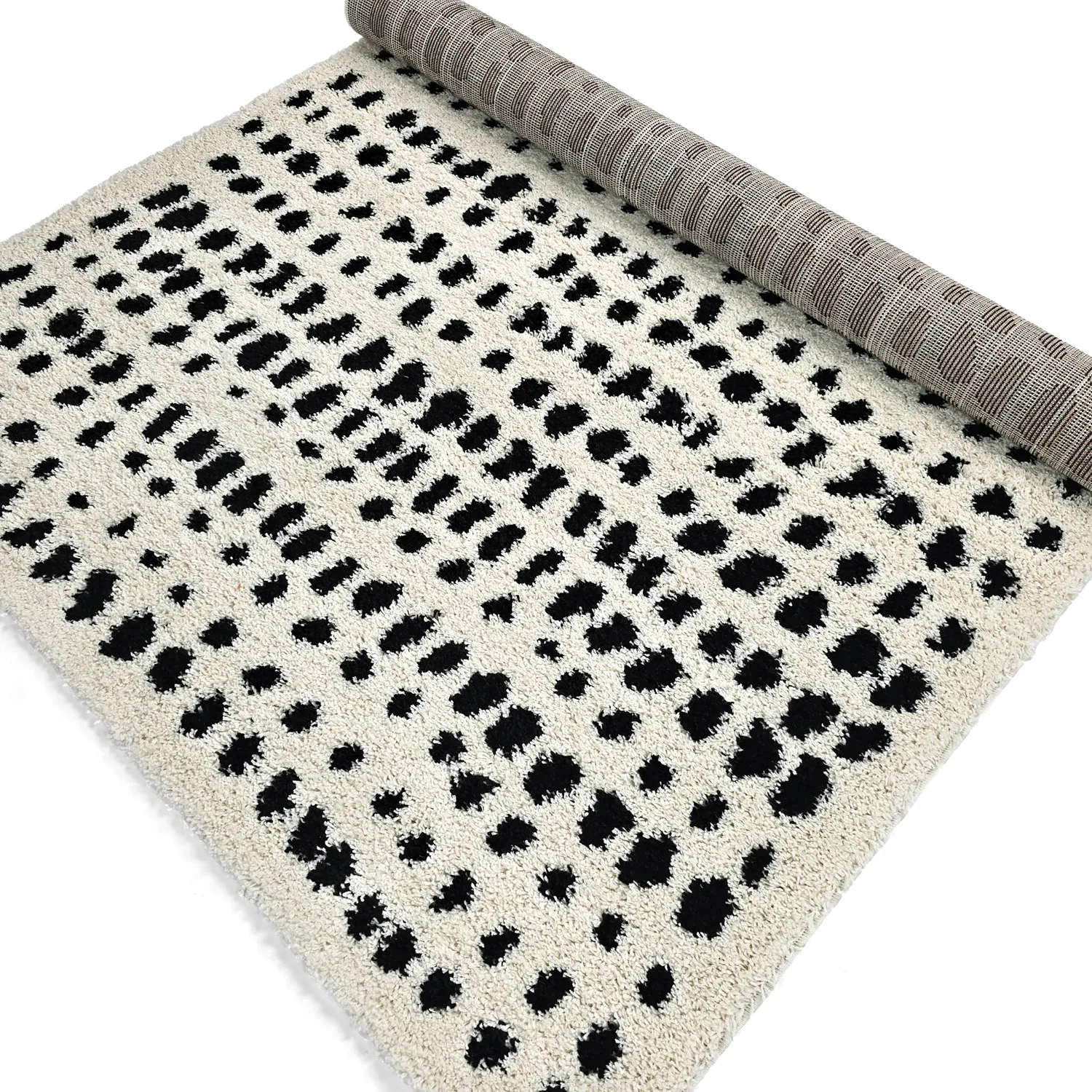 Koberce s dlhým vlasom - Dotty (čierna/biela)