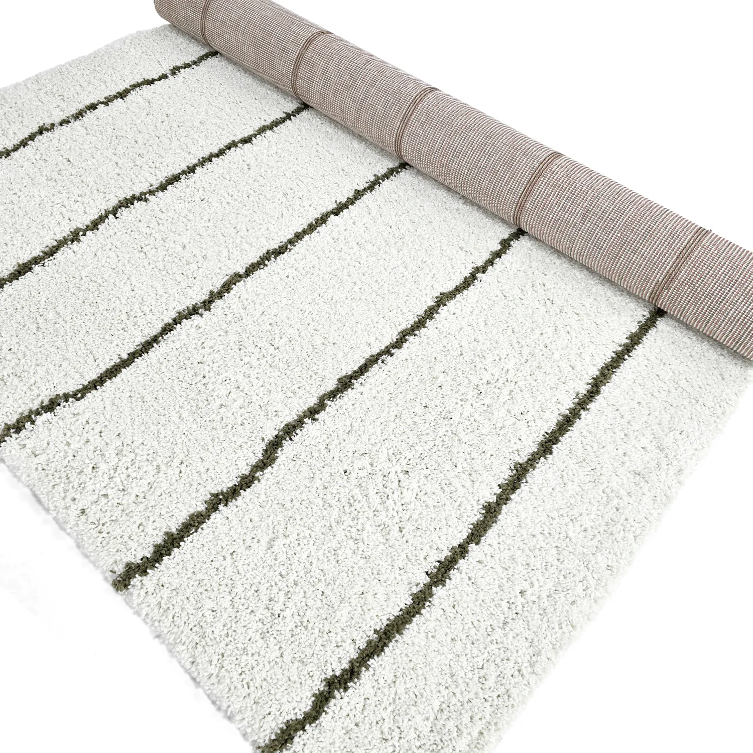 Koberce s dlhým vlasom - Eze (biela/zelená)
