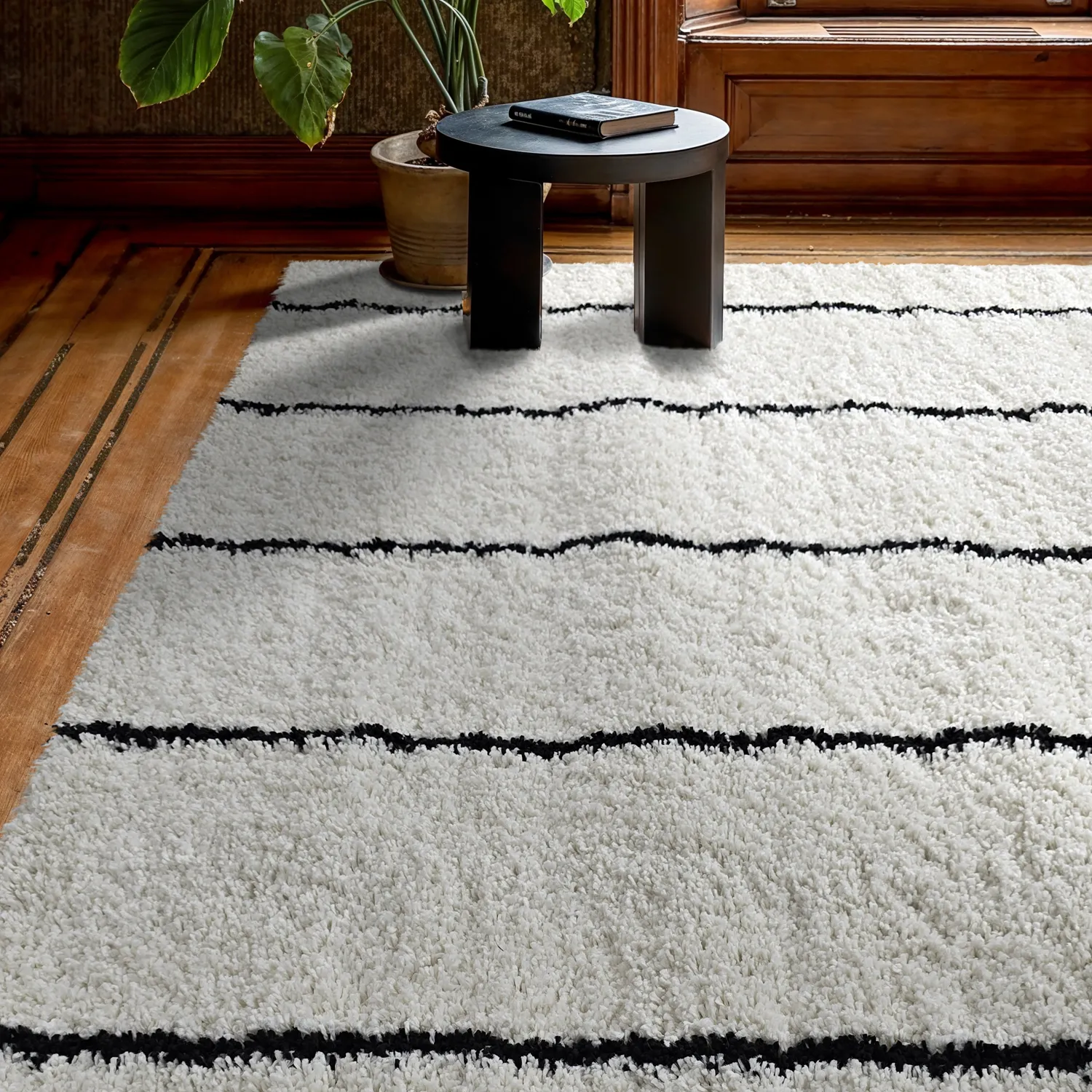 Koberce s dlhým vlasom - Eze (biela/čierna)