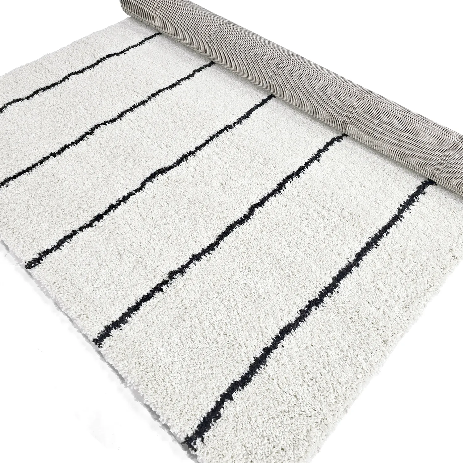 Koberce s dlhým vlasom - Eze (biela/čierna)