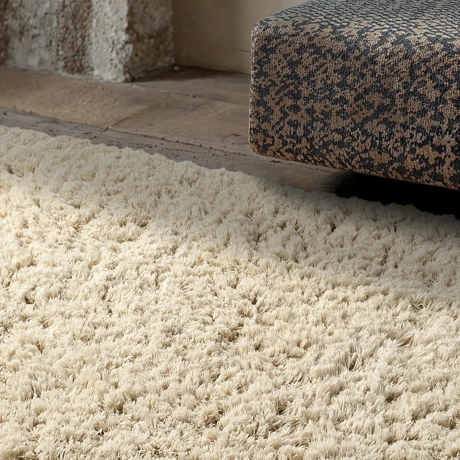 Koberce s dlhým vlasom - Fassale Hand Woven Wool Shaggy (krémový)